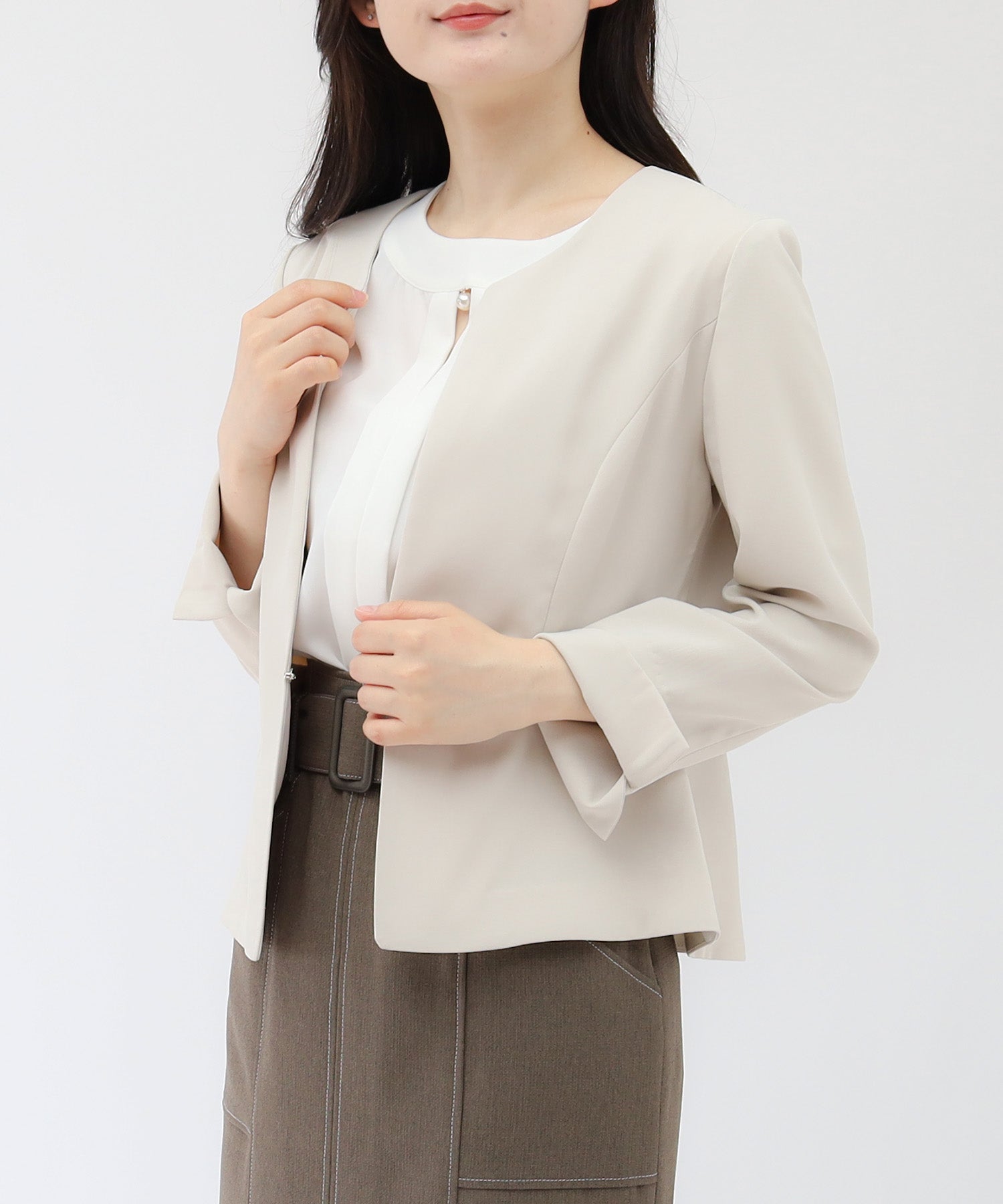ベージュ model:159cm 着用サイズ:M