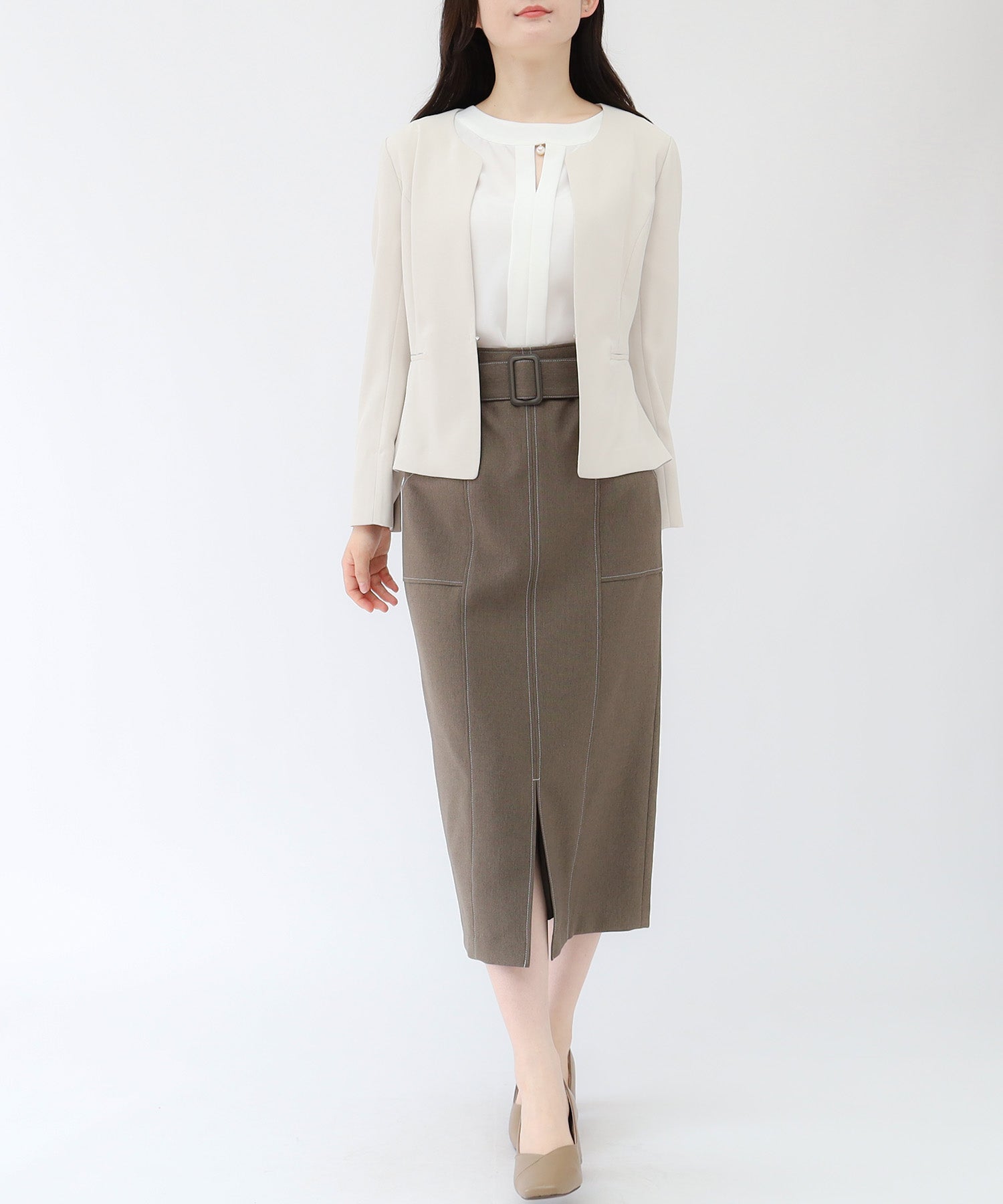 ベージュ model:159cm 着用サイズ:M