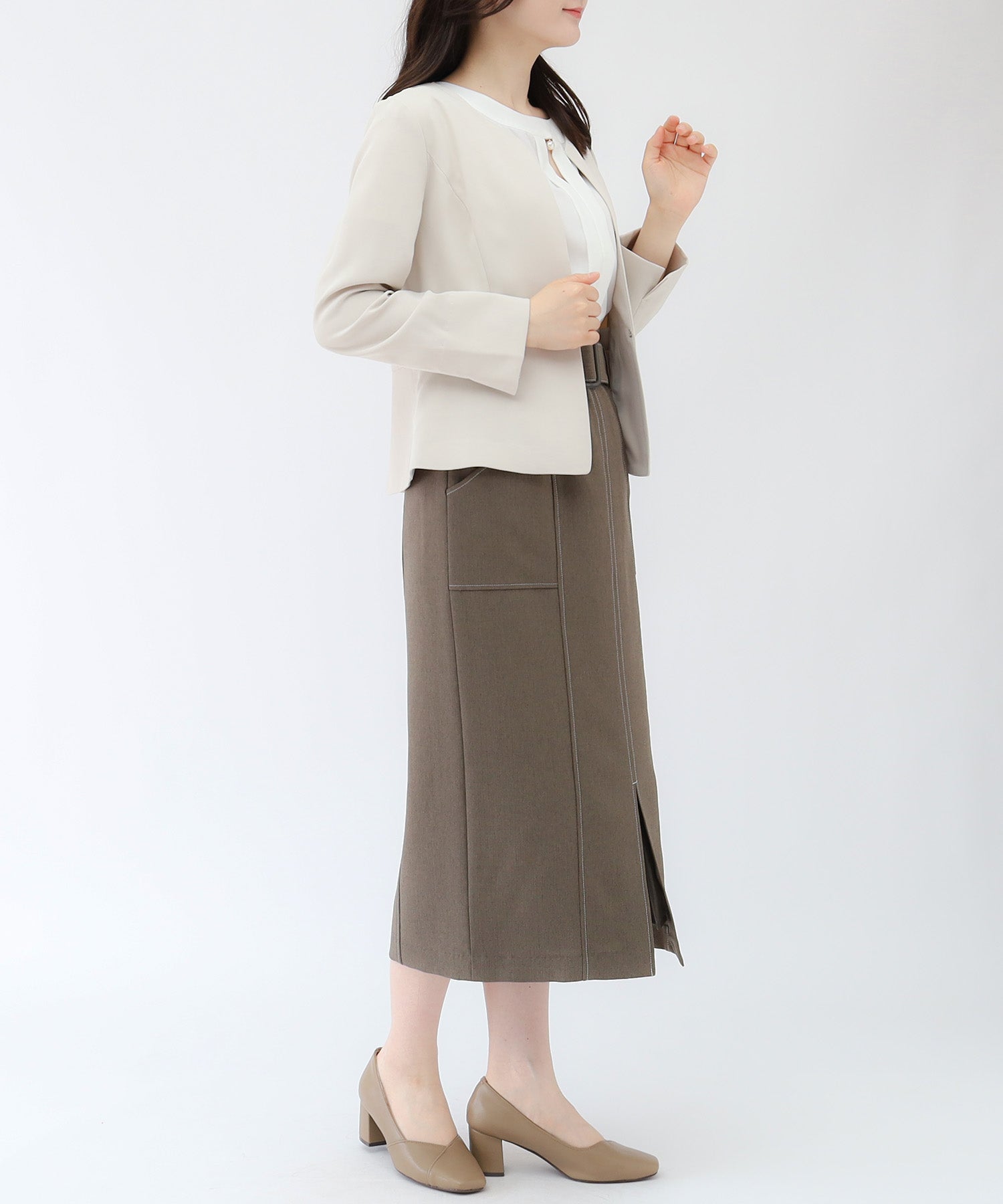 ベージュ model:159cm 着用サイズ:M