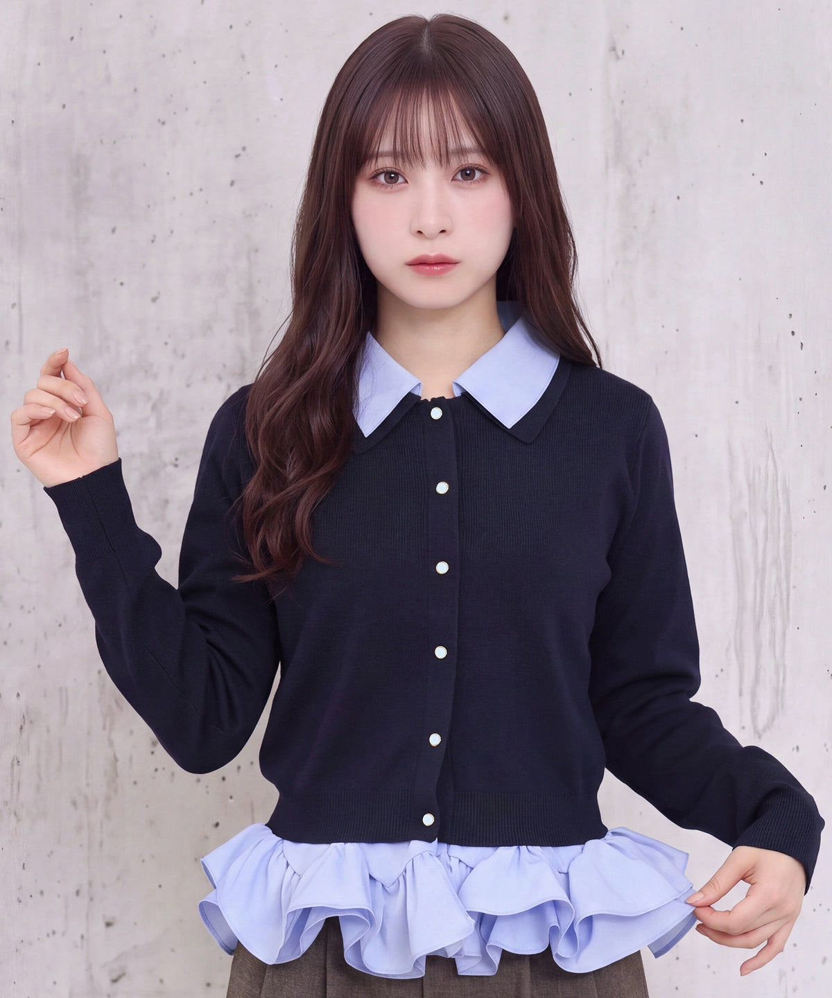 ブルー(無地)model:160cm 着用サイズ: M (AI画像)