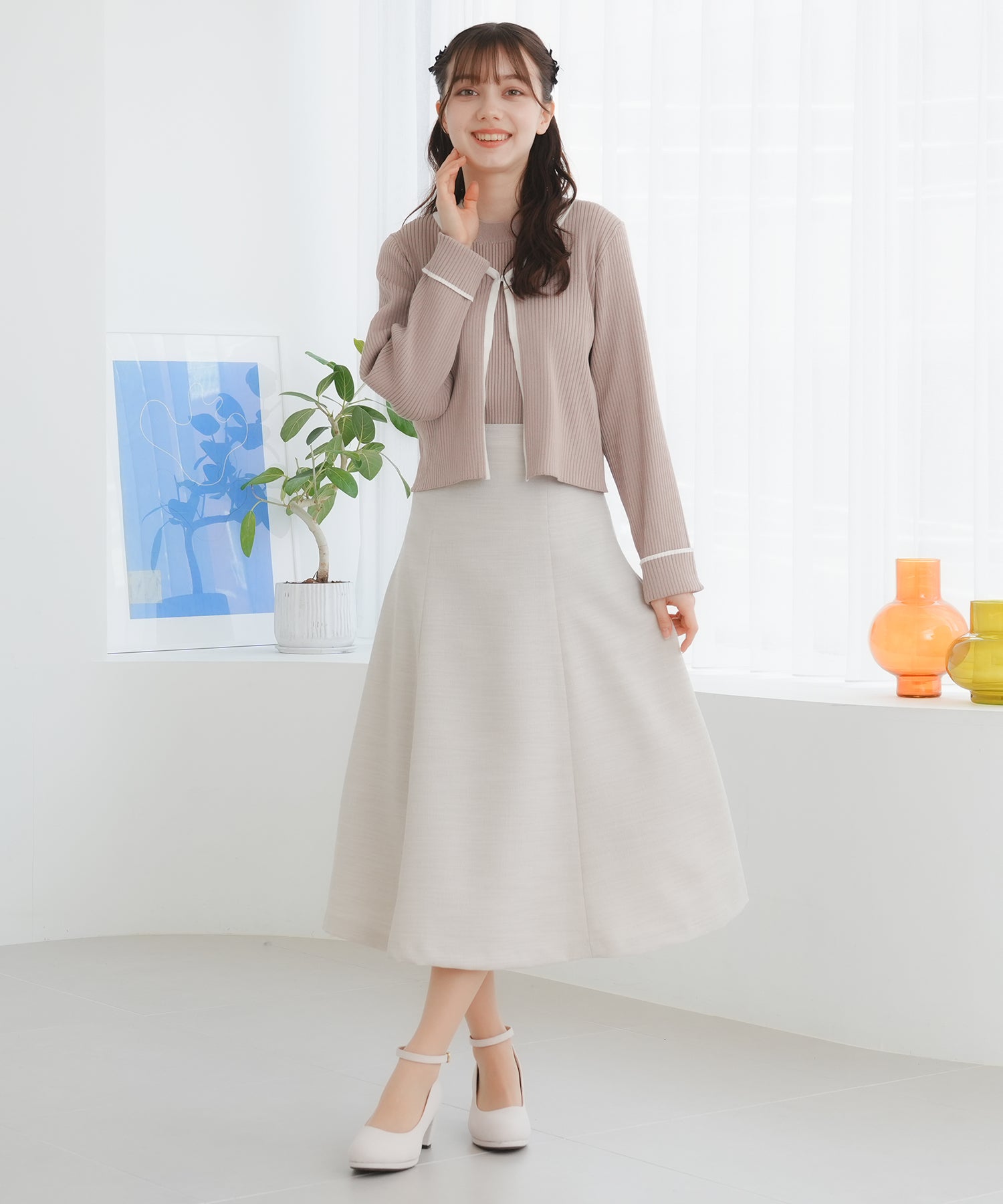 ピンクベージュ model:158cm 着用サイズ:S