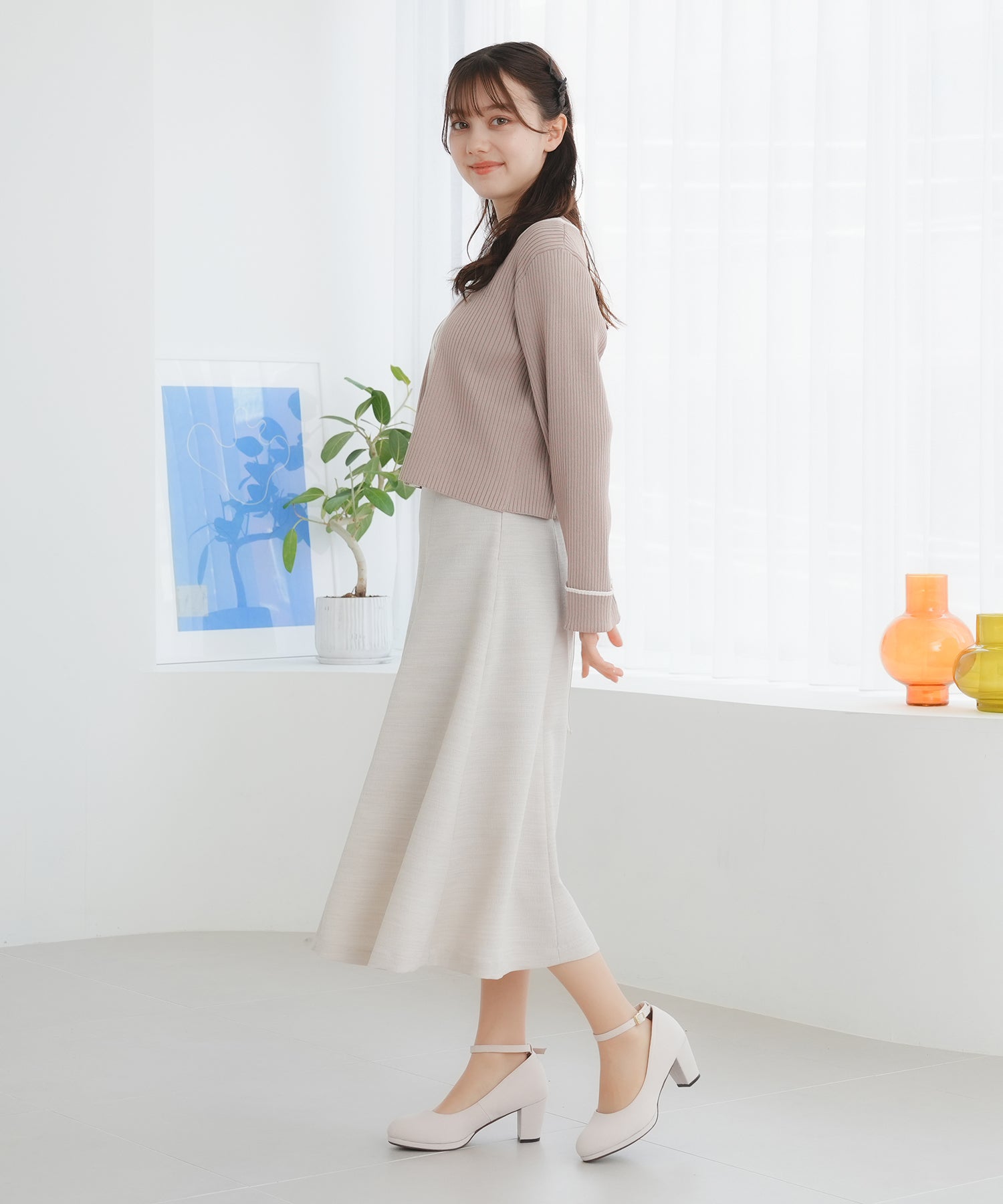 ピンクベージュ model:158cm 着用サイズ:S