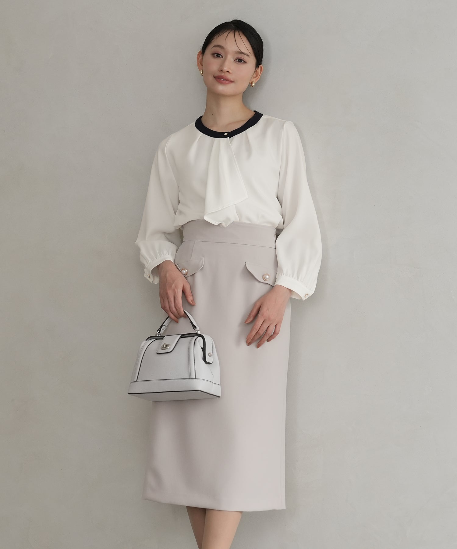 ホワイト×ネイビー model:165 着用サイズ:M