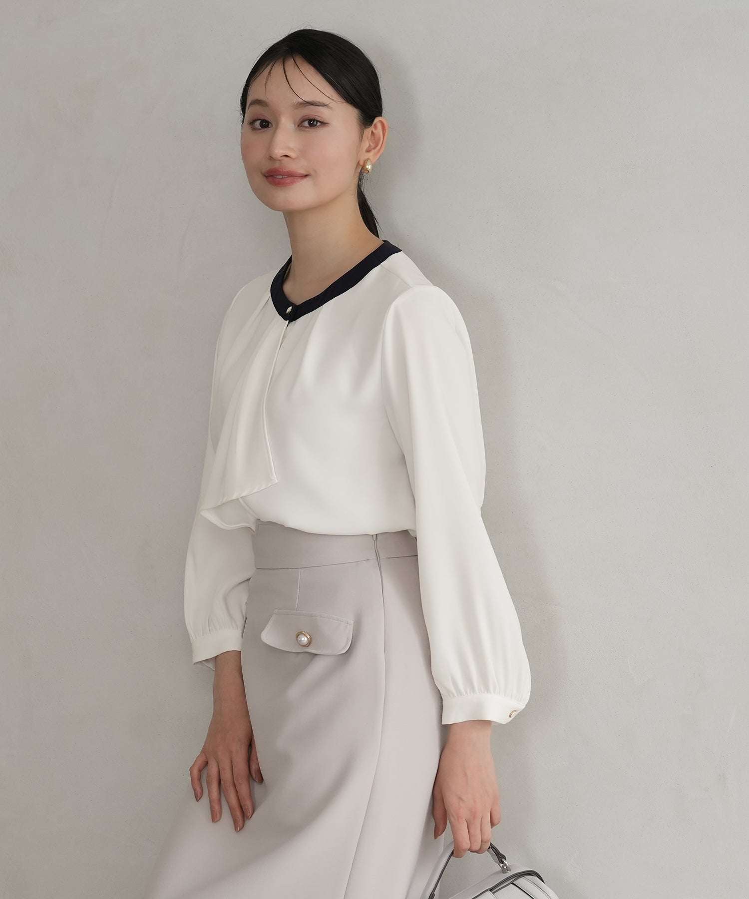 ホワイト×ネイビー model:165 着用サイズ:M