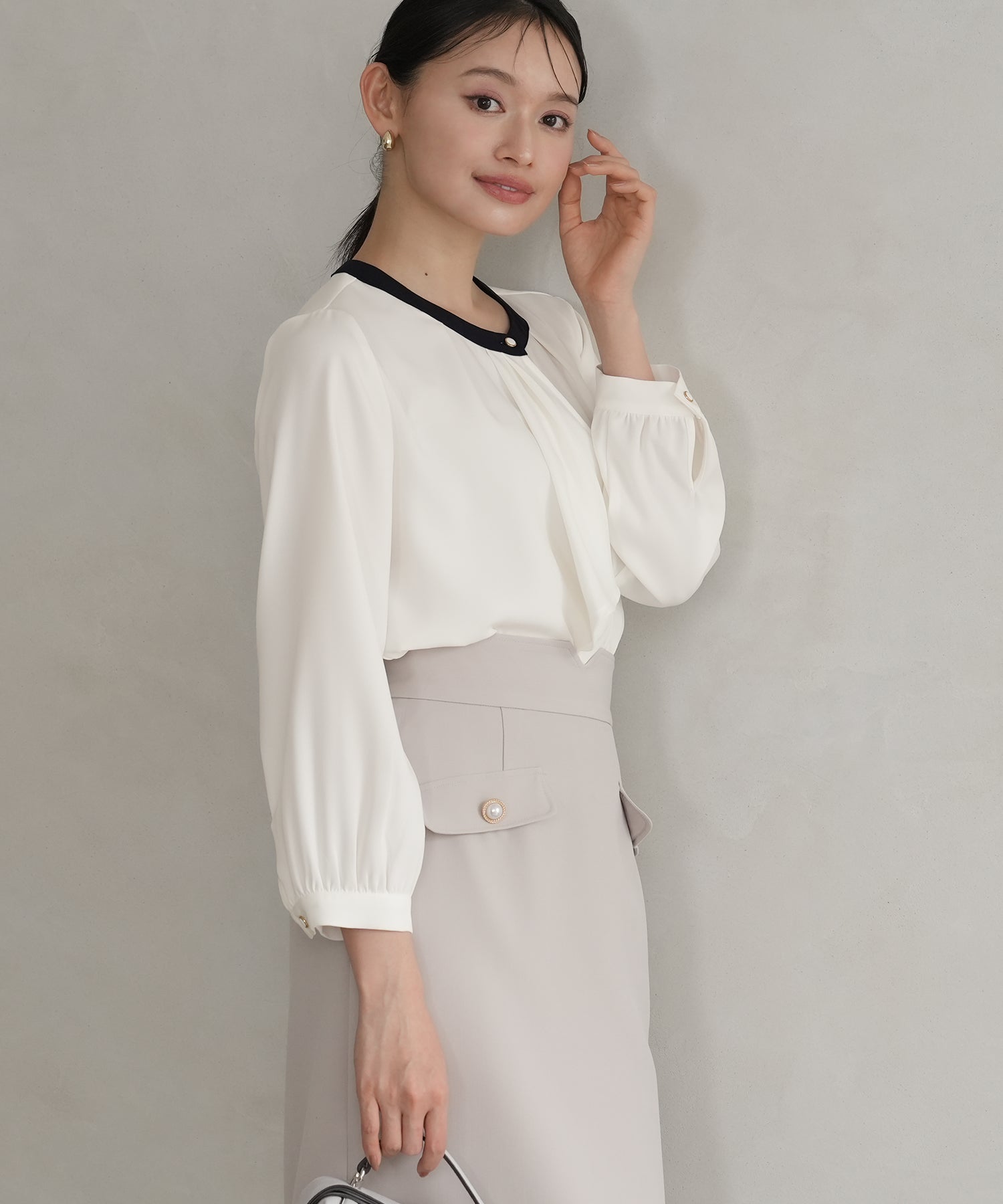 ホワイト×ネイビー model:165 着用サイズ:M