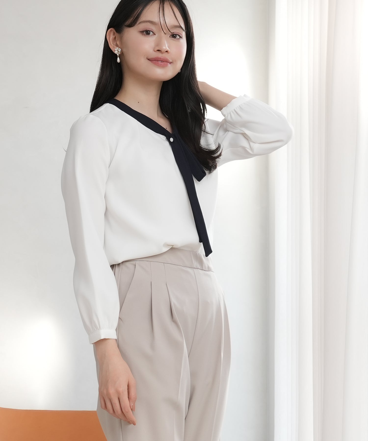 ホワイト×ネイビー model:165 着用サイズ:M