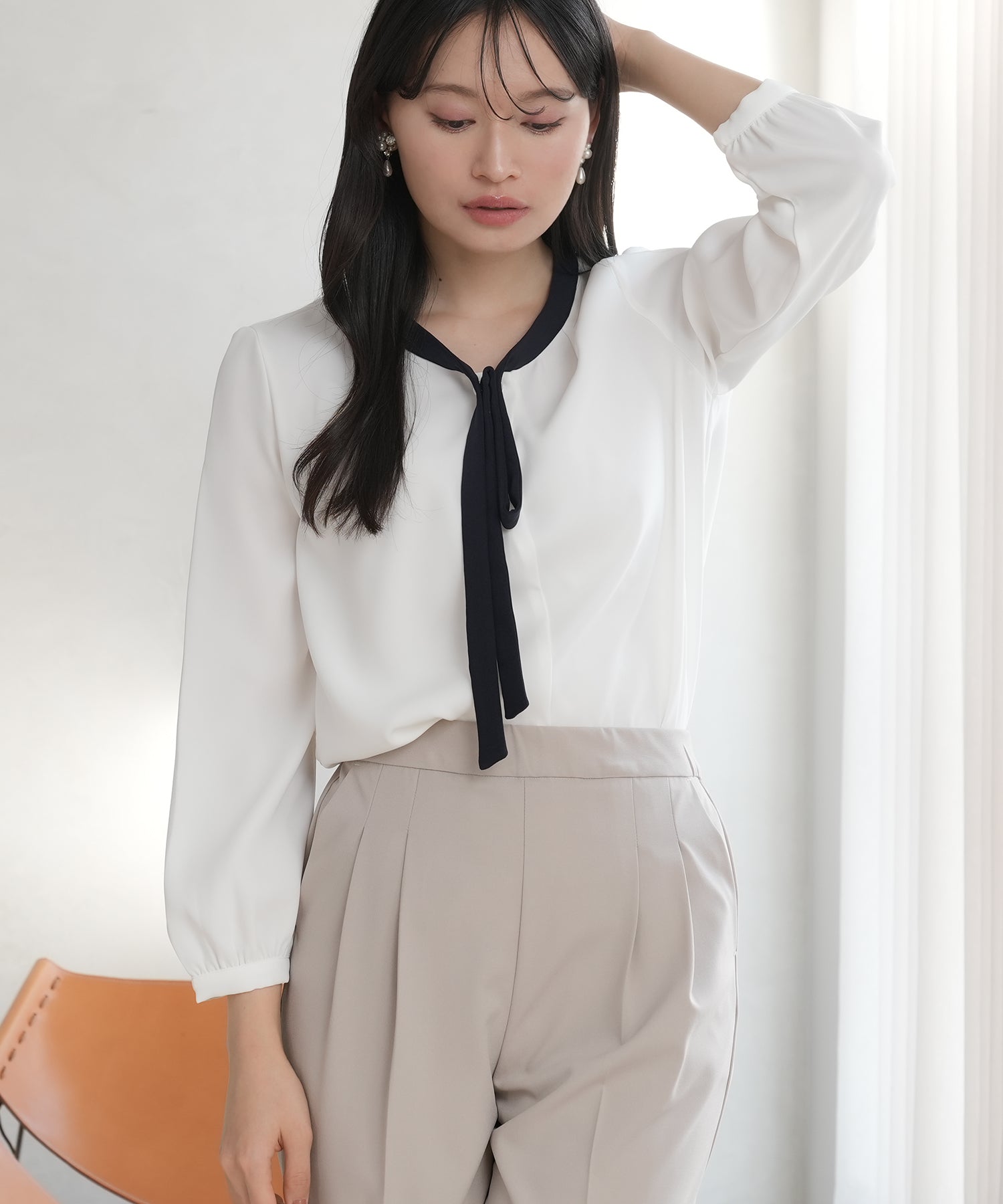 ホワイト×ネイビー model:165 着用サイズ:M