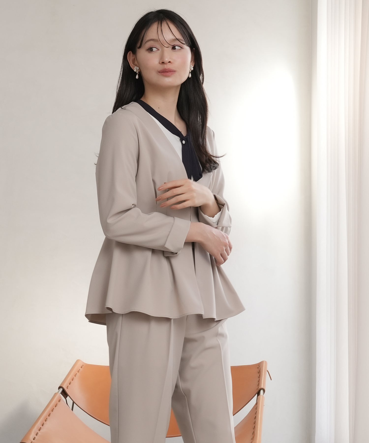ベージュ model:165 着用サイズ:M