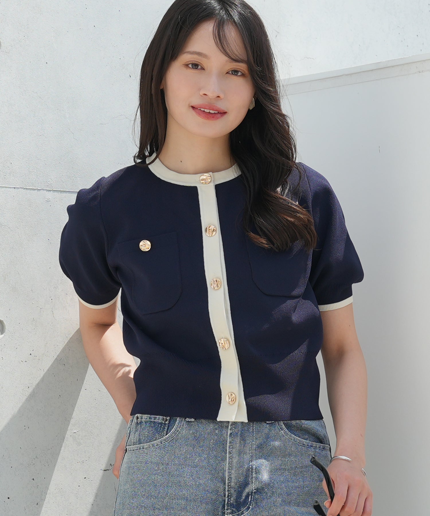 ホワイト×ネイビー model:165cm 着用サイズ:M