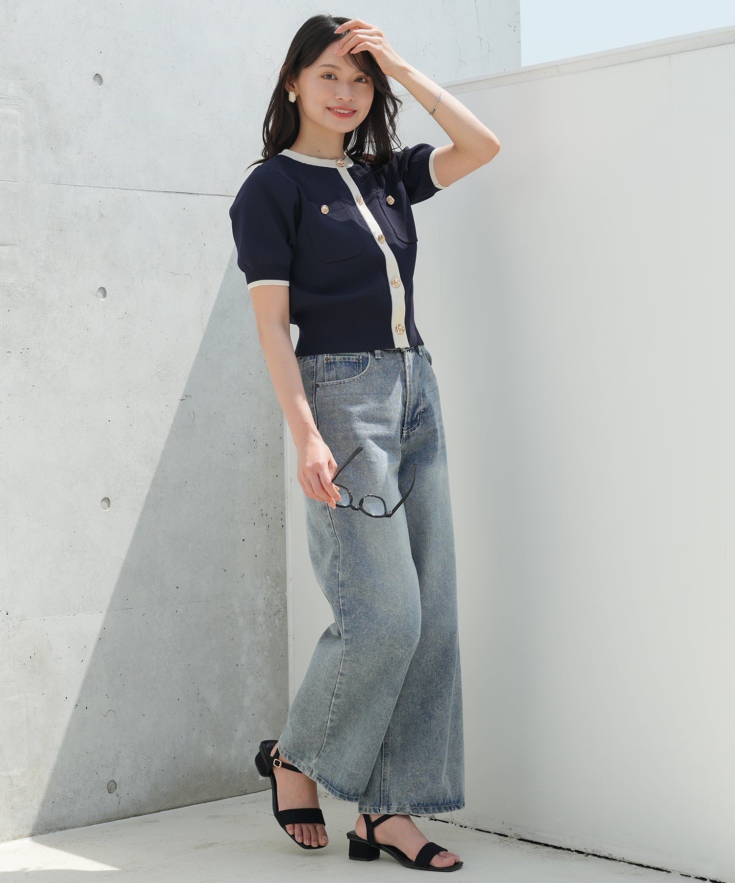 ホワイト×ネイビー model:165cm 着用サイズ:M