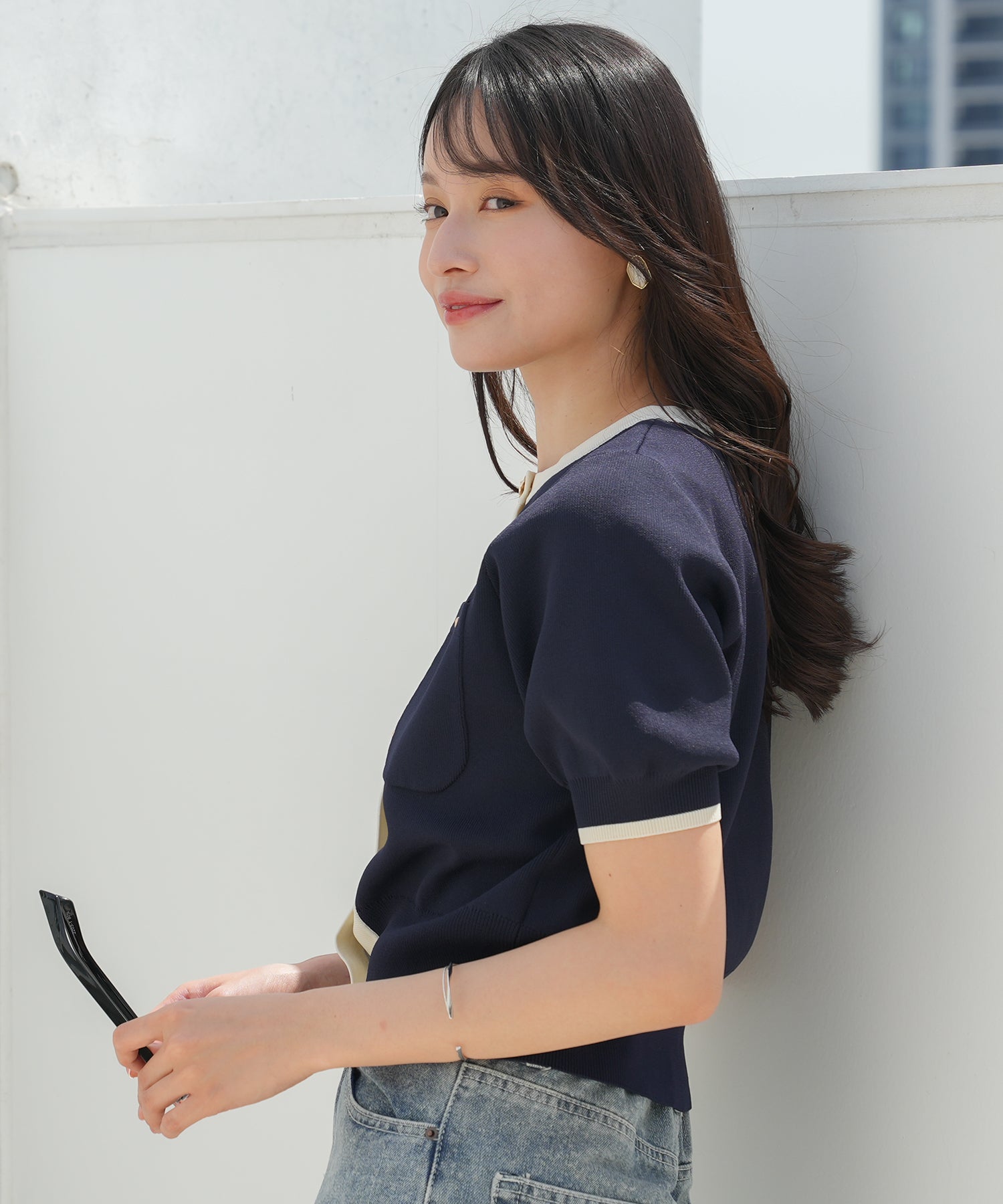 ホワイト×ネイビー model:165cm 着用サイズ:M