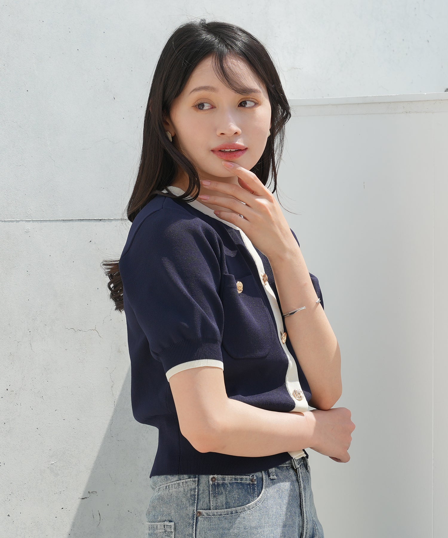 ホワイト×ネイビー model:165cm 着用サイズ:M