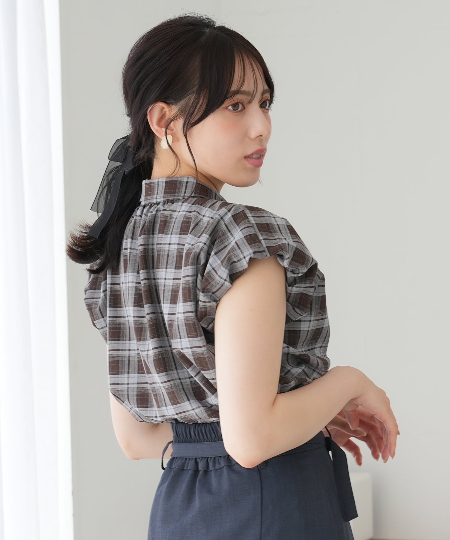 ブラウン×ブルー model:164 着用サイズ:M