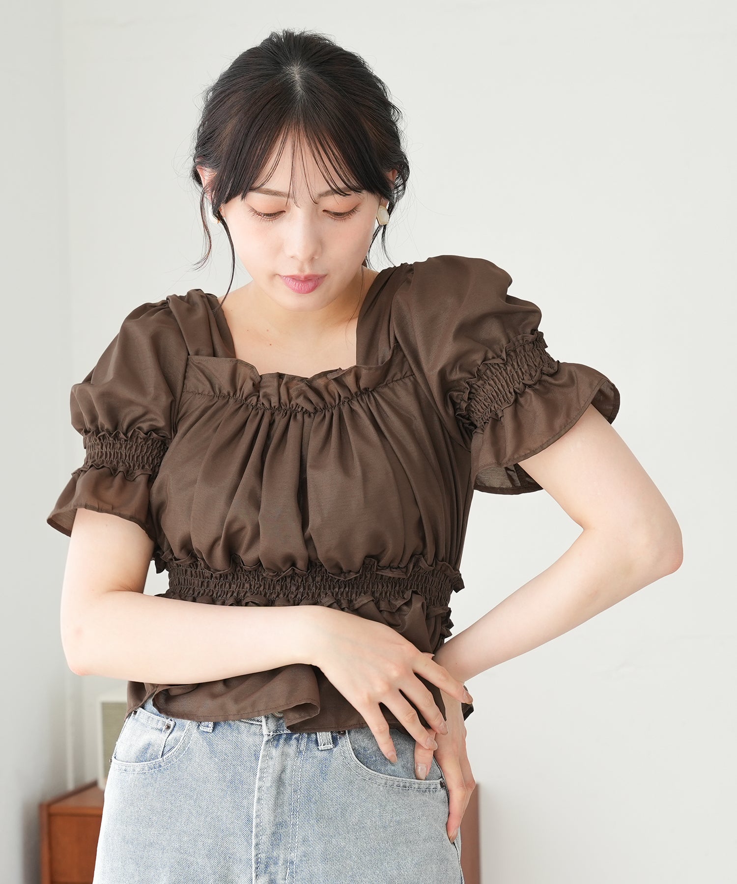 ブラウン model:164 着用サイズ:M