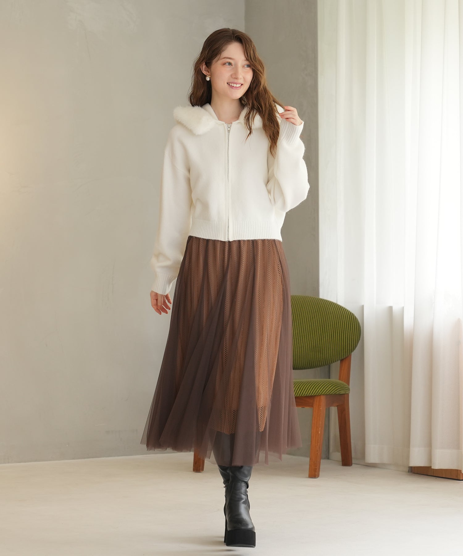 ブラウン model:163 着用サイズ:M