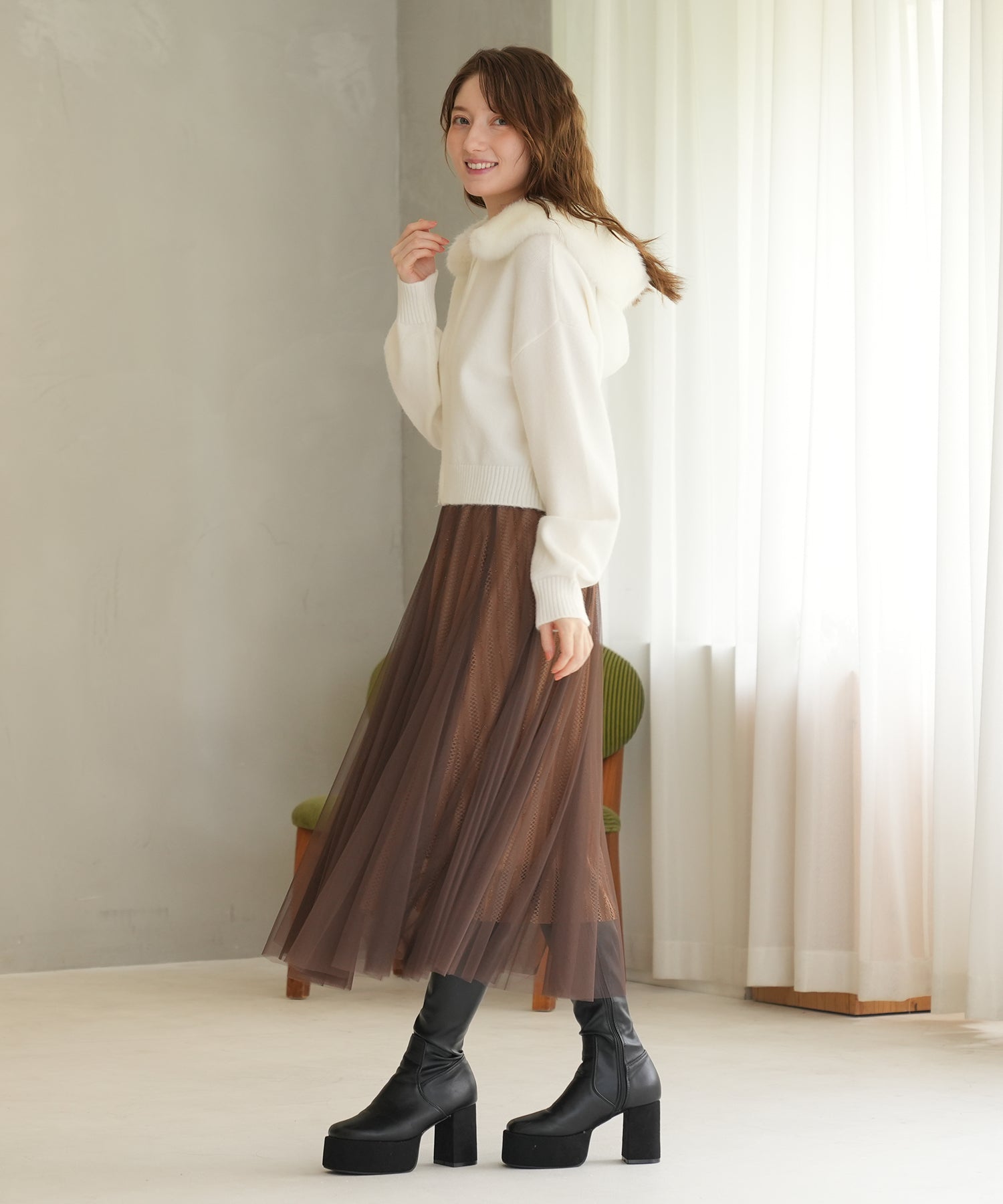 ブラウン model:163 着用サイズ:M