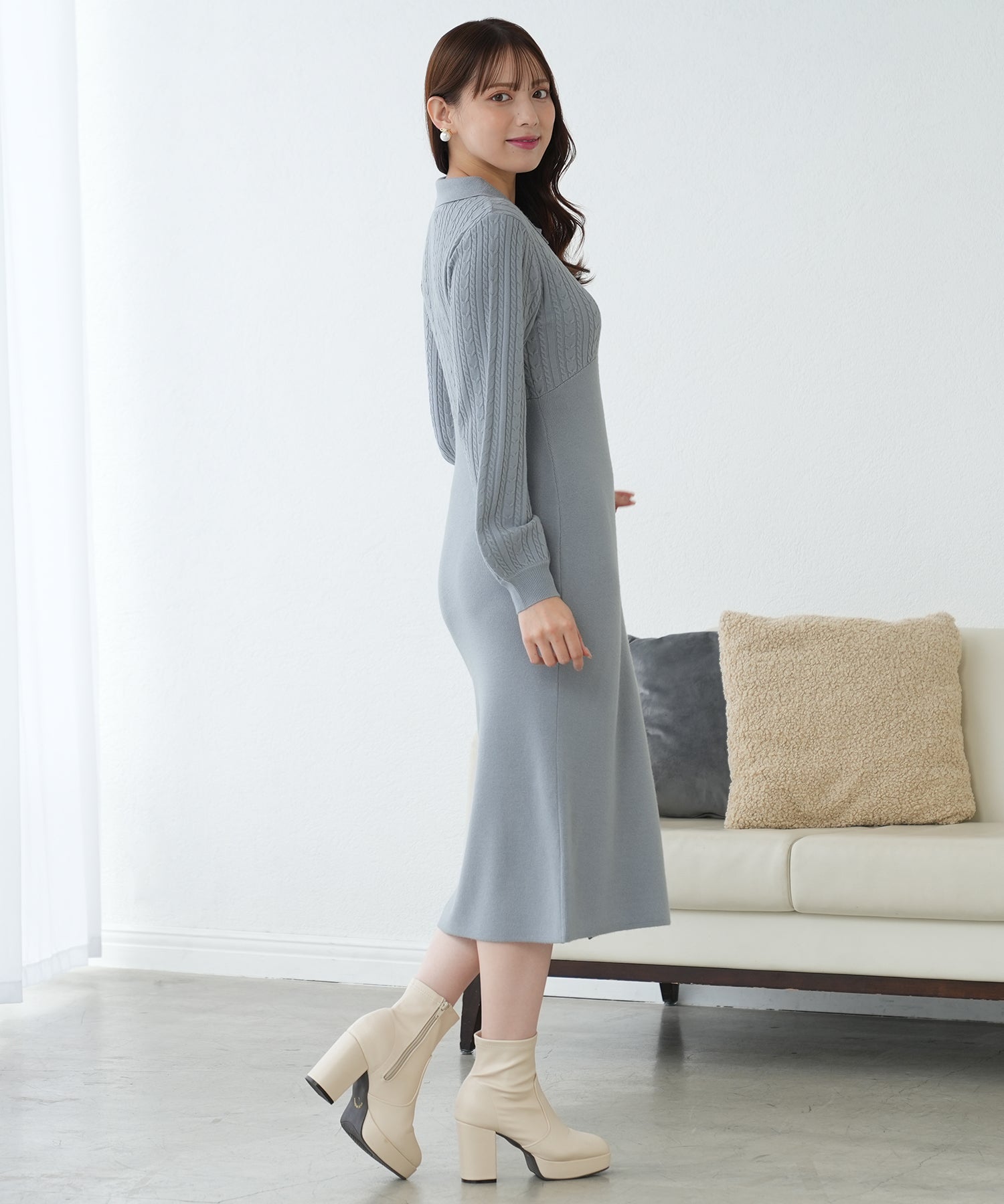 ダスティーブルー model:164cm 着用サイズ:MEDIUM