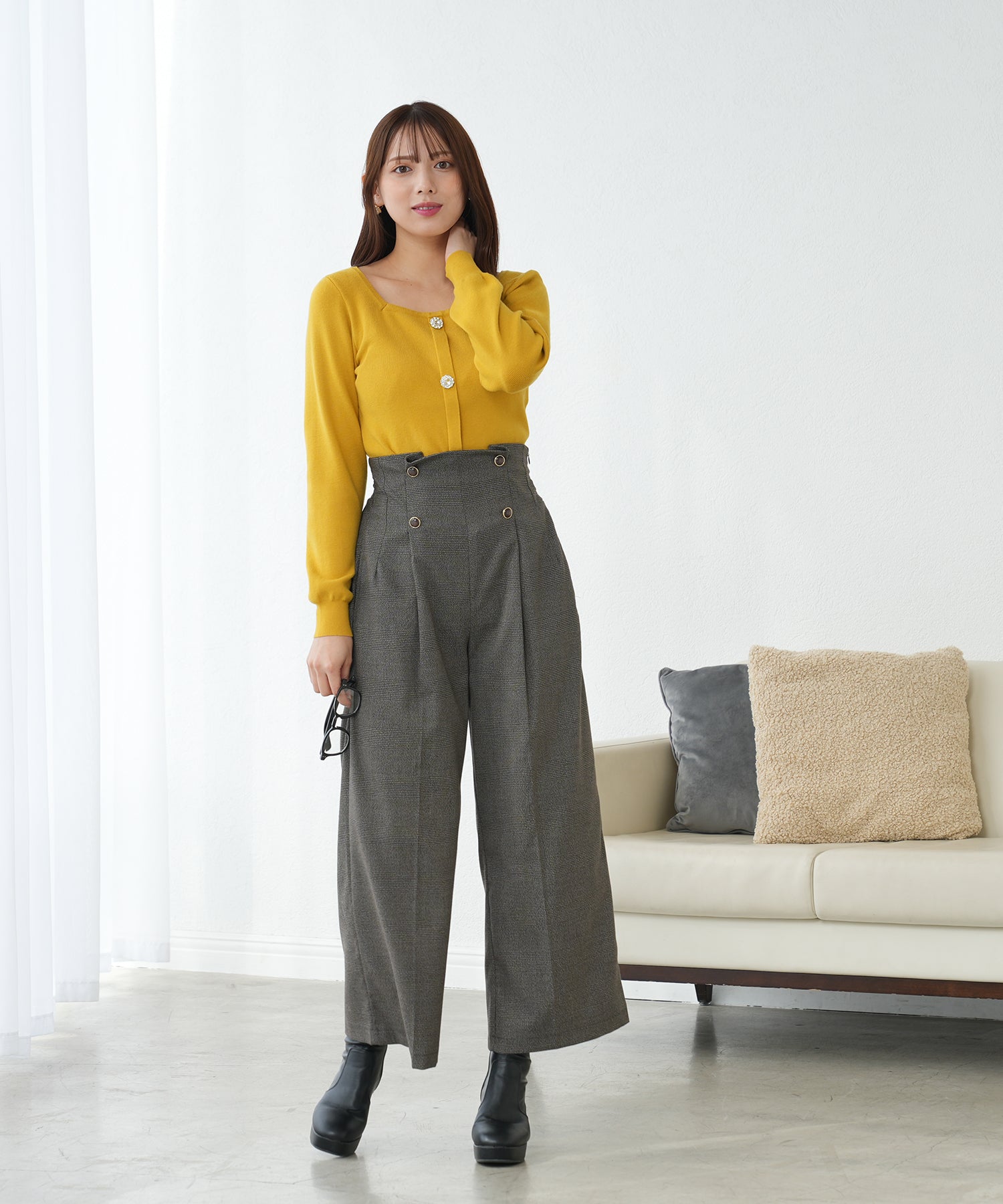 イエロー model:164 着用サイズ:M