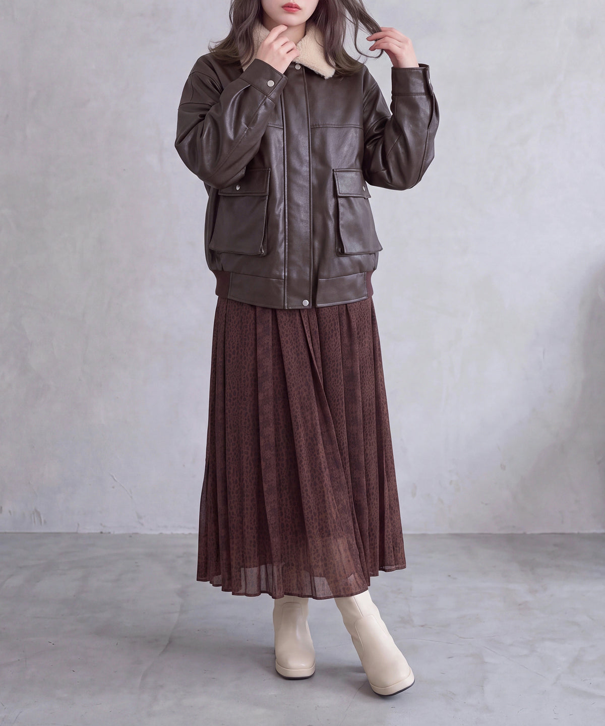 ブラウン(AI画像) model:160cm 着用サイズ:M