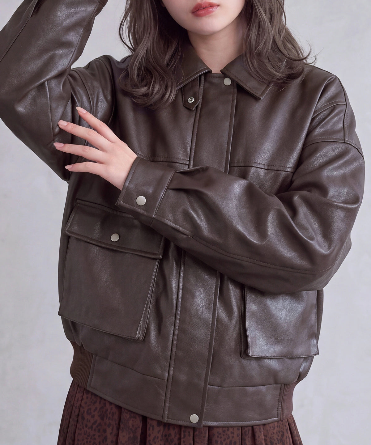 ブラウン(AI画像) model:160cm 着用サイズ:M