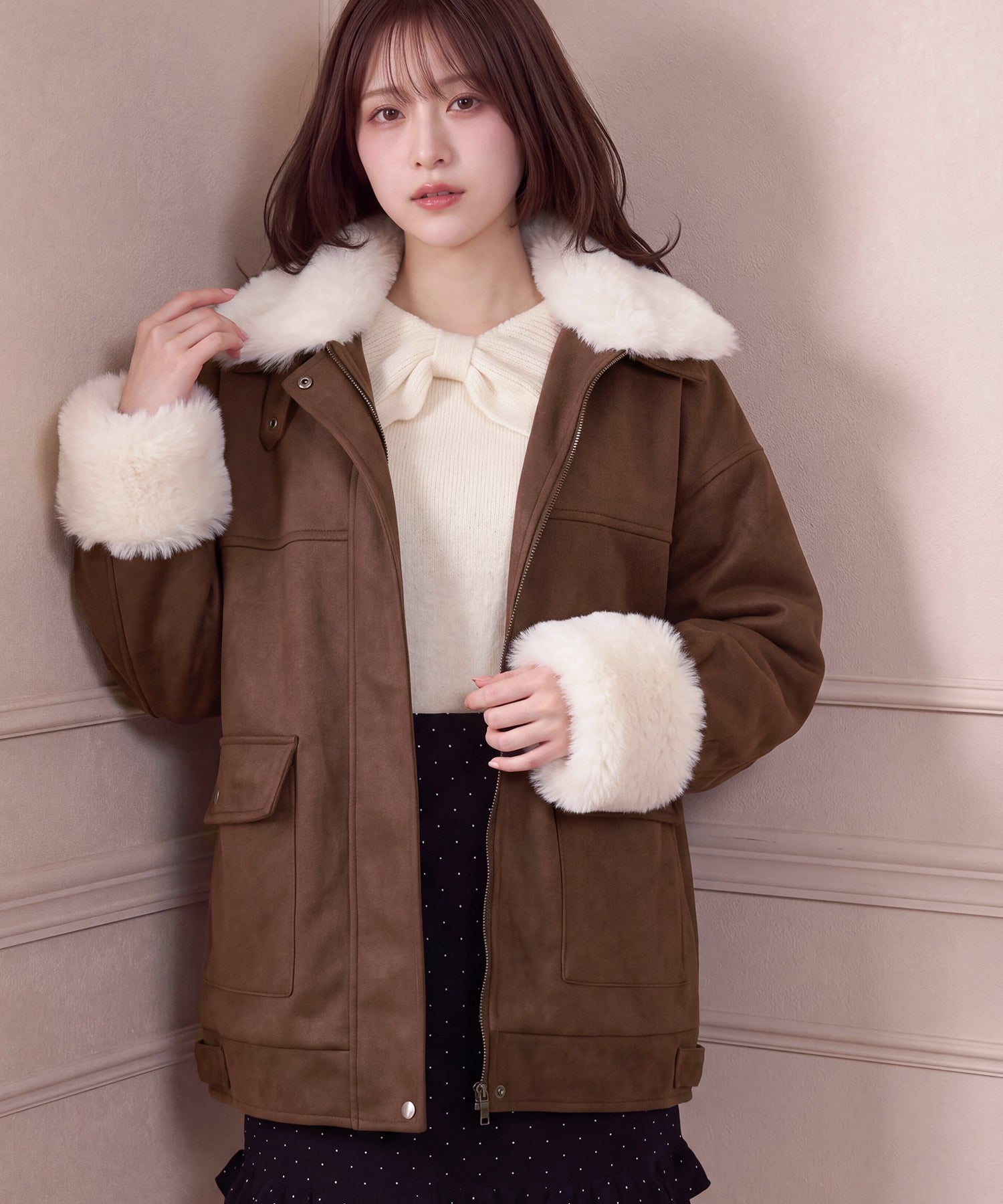 NEW】(先行入荷)フェイクムートンミドルコート