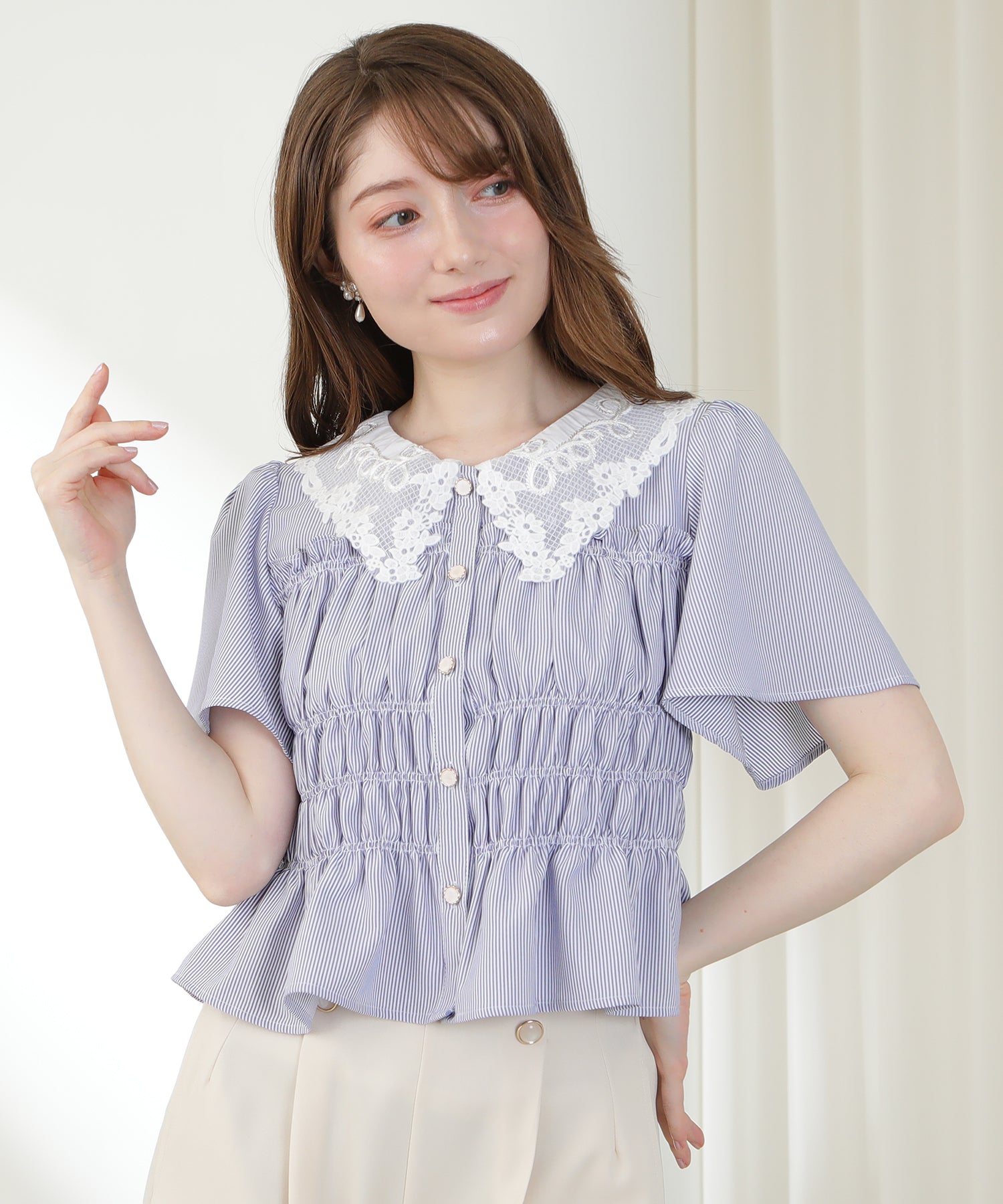 ホワイト×ブルー model:163cm 着用サイズ:M