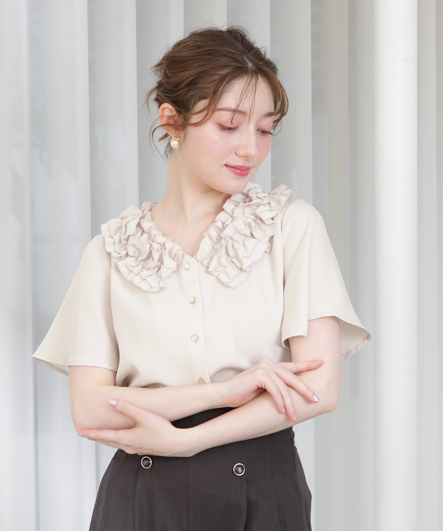 ピンクベージュ model:163 着用サイズ:M