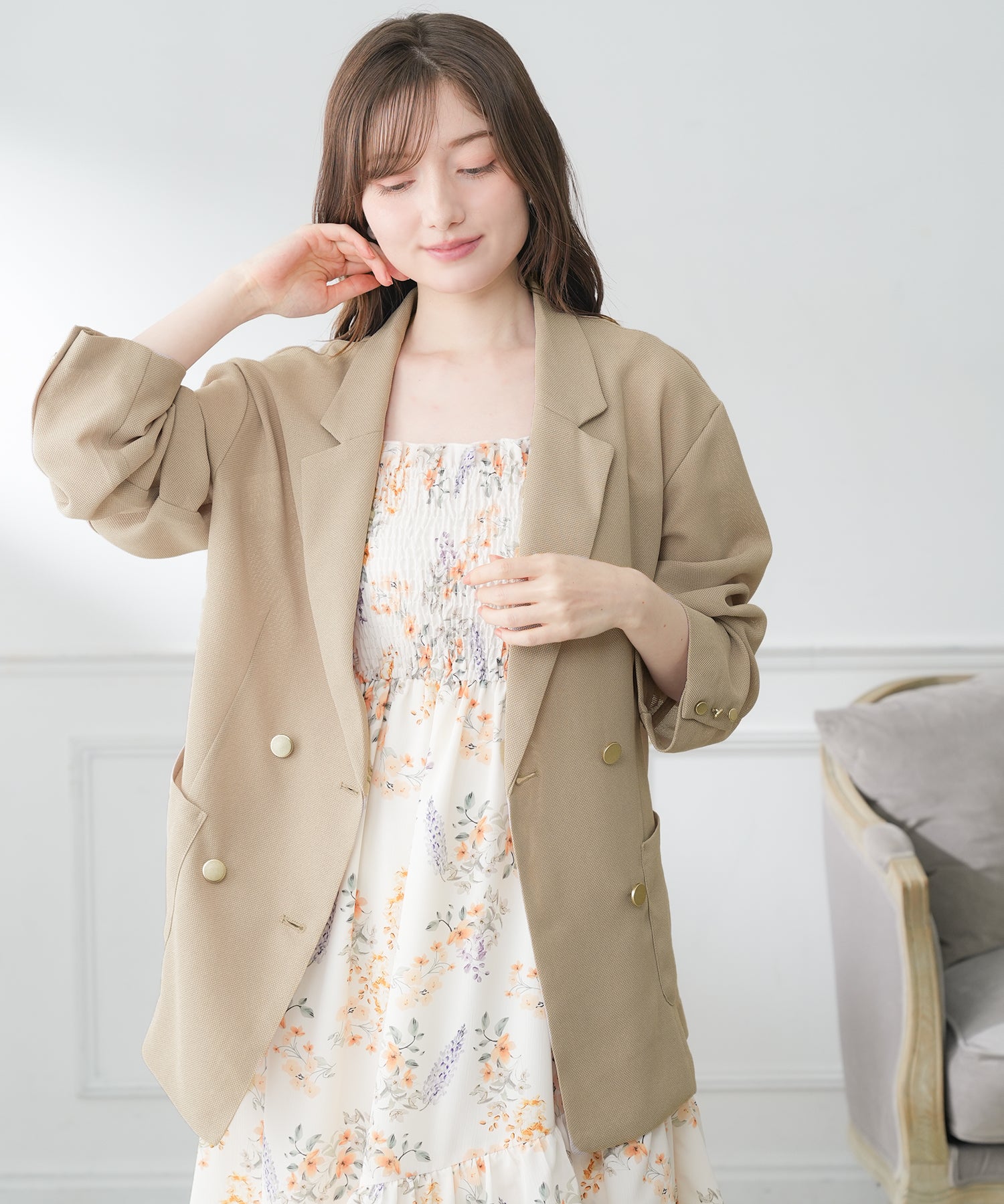 ベージュ model:163 着用サイズ:M