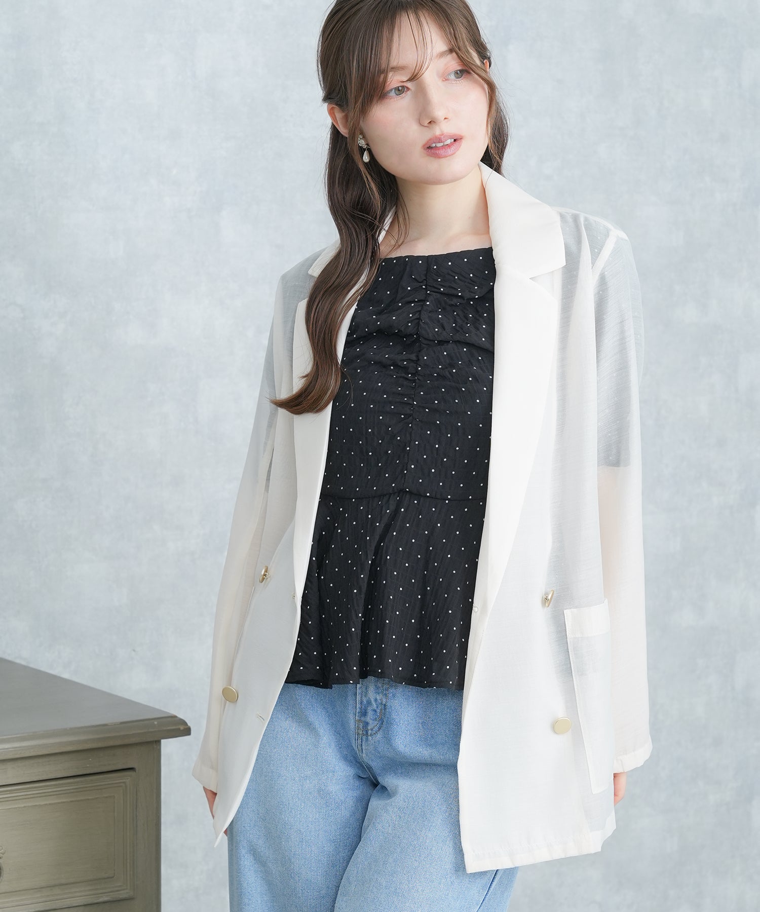 ベージュ model:163cm 着用サイズ:M