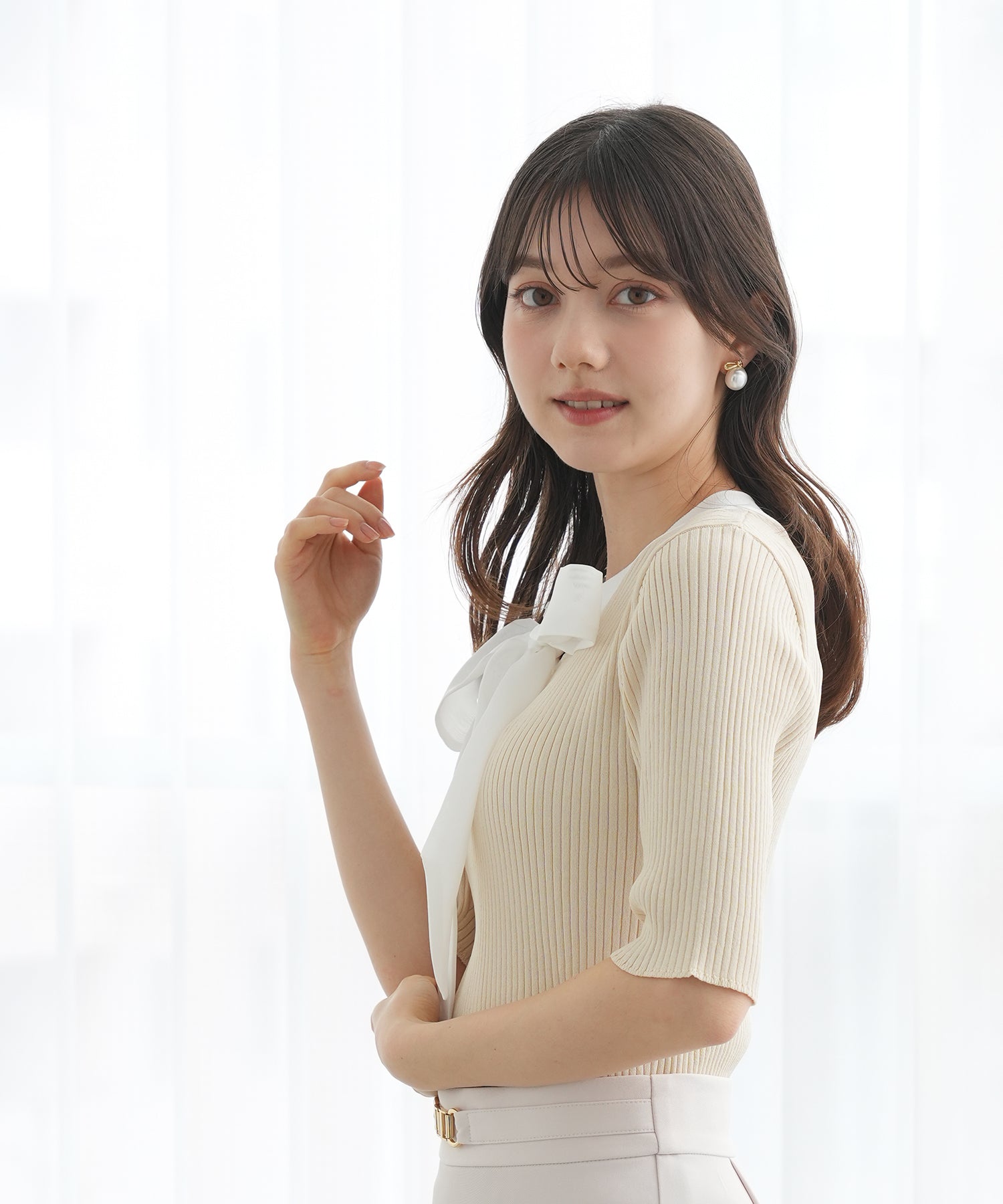ベージュ model:158 着用サイズ:M