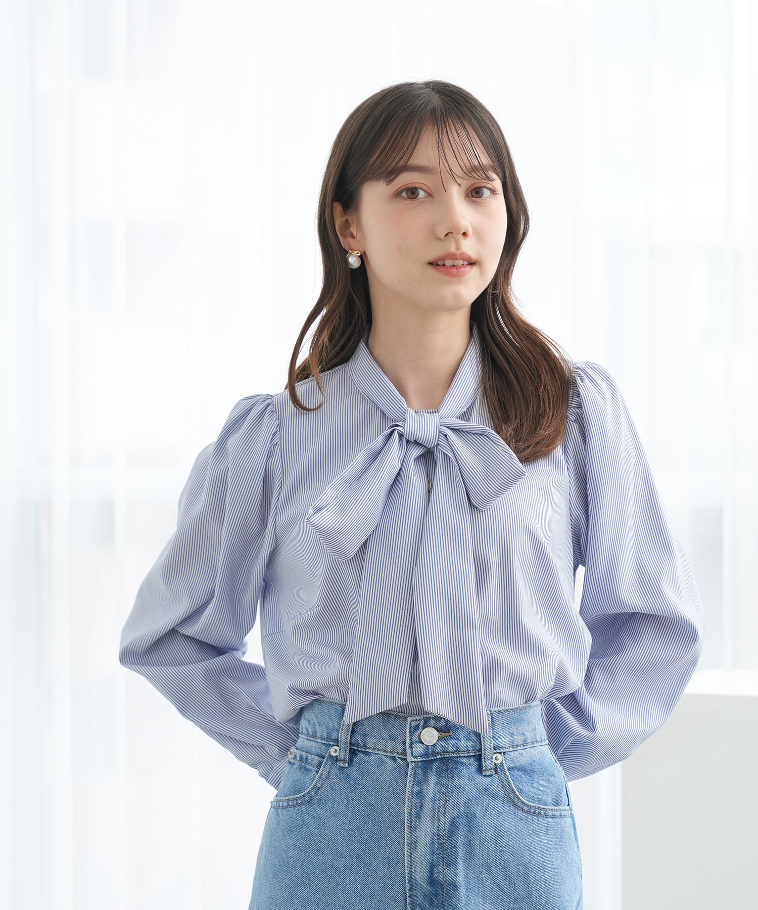 ホワイト×ブルー model:158 着用サイズ:M