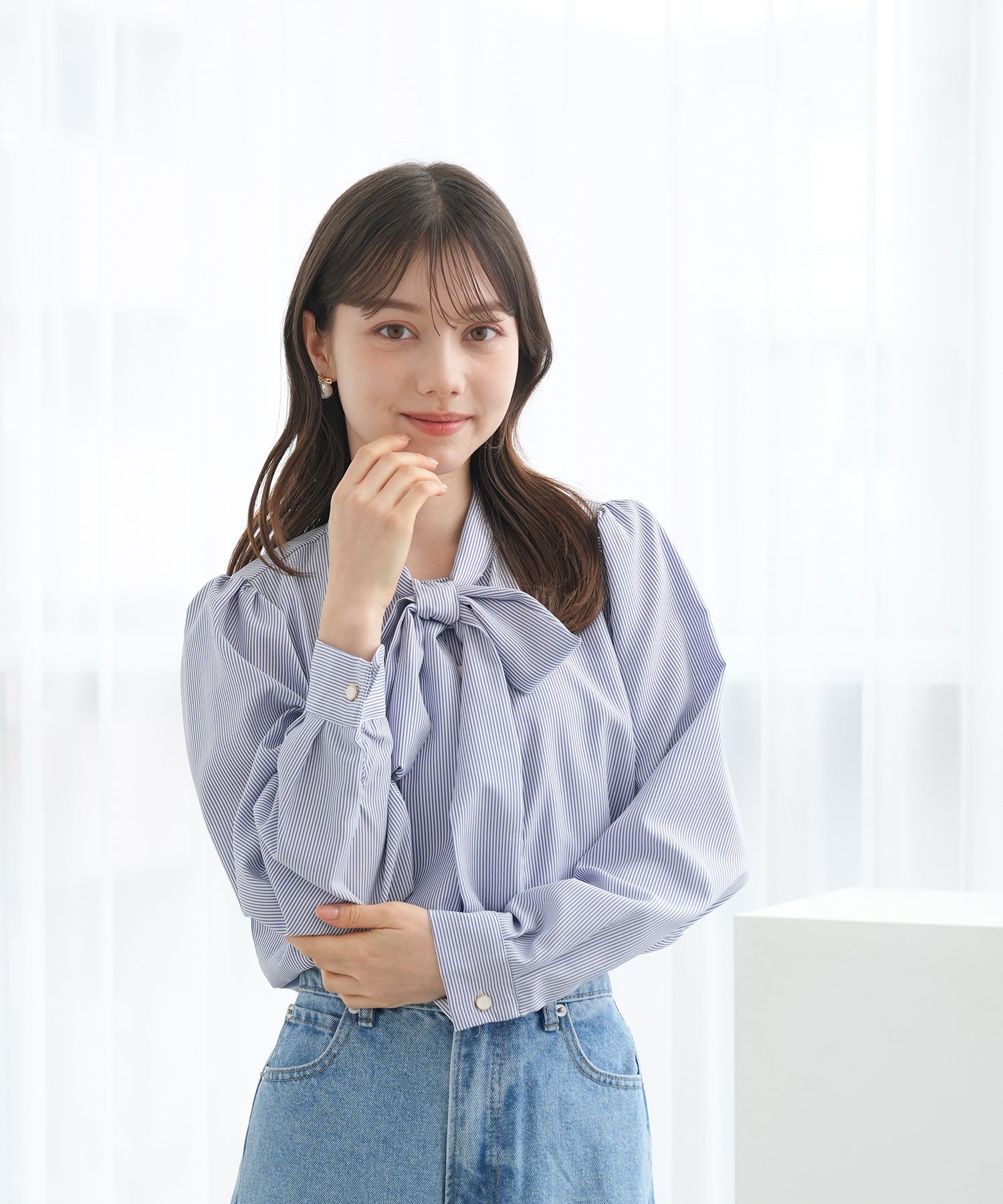 ホワイト×ブルー model:158 着用サイズ:M