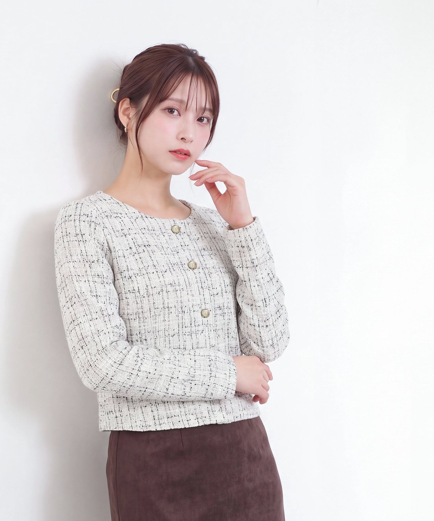 【美品】Theory 24AW ツイードジャケット 近年モデル NEW】(先行入荷)ツイードノーカラージャケット