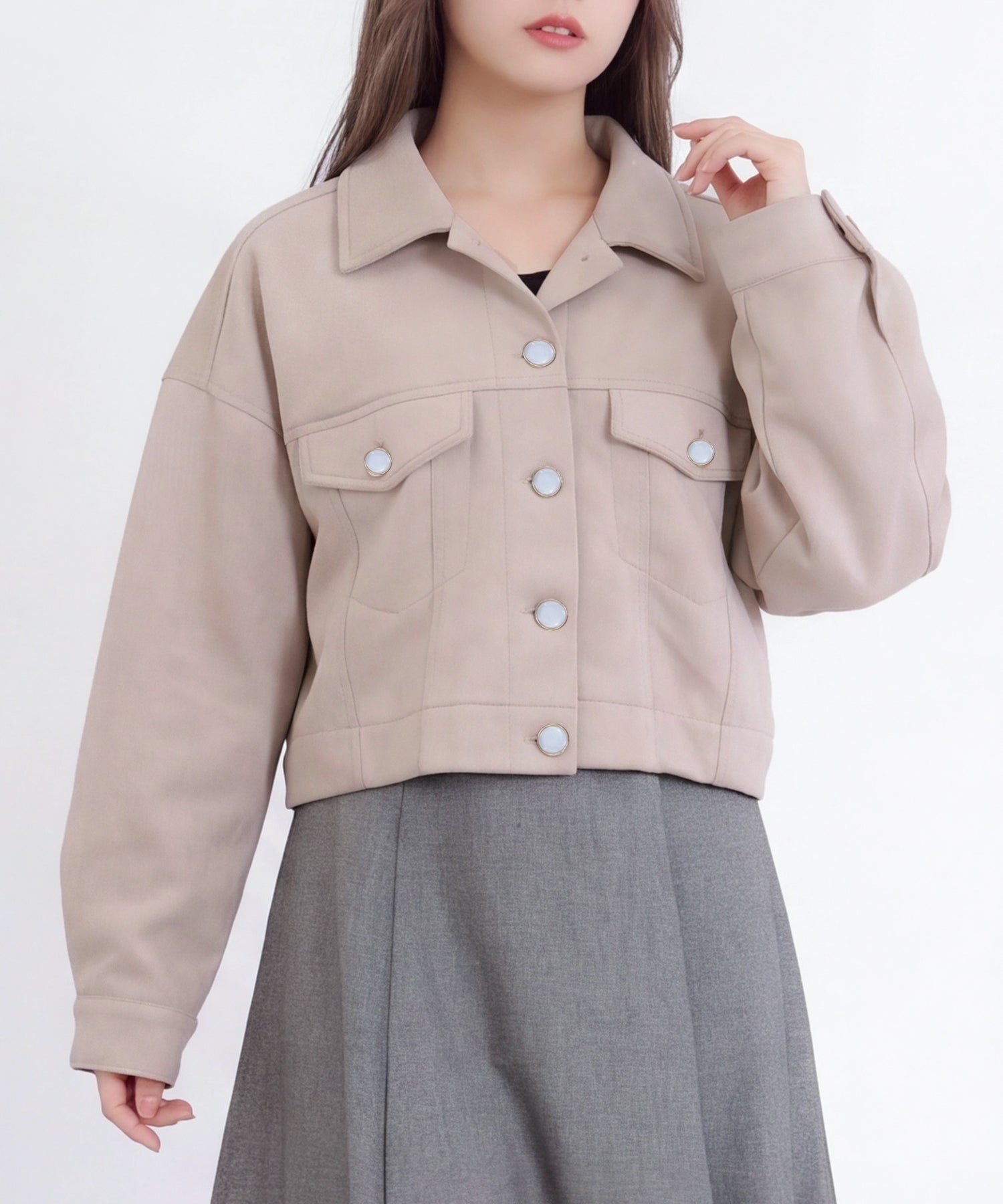 ピンクベージュ(AI画像) model:160 着用サイズ:M