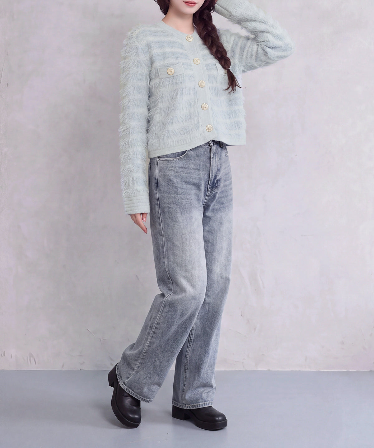 ブルー (AI画像) model: 160cm 着用サイズ: M