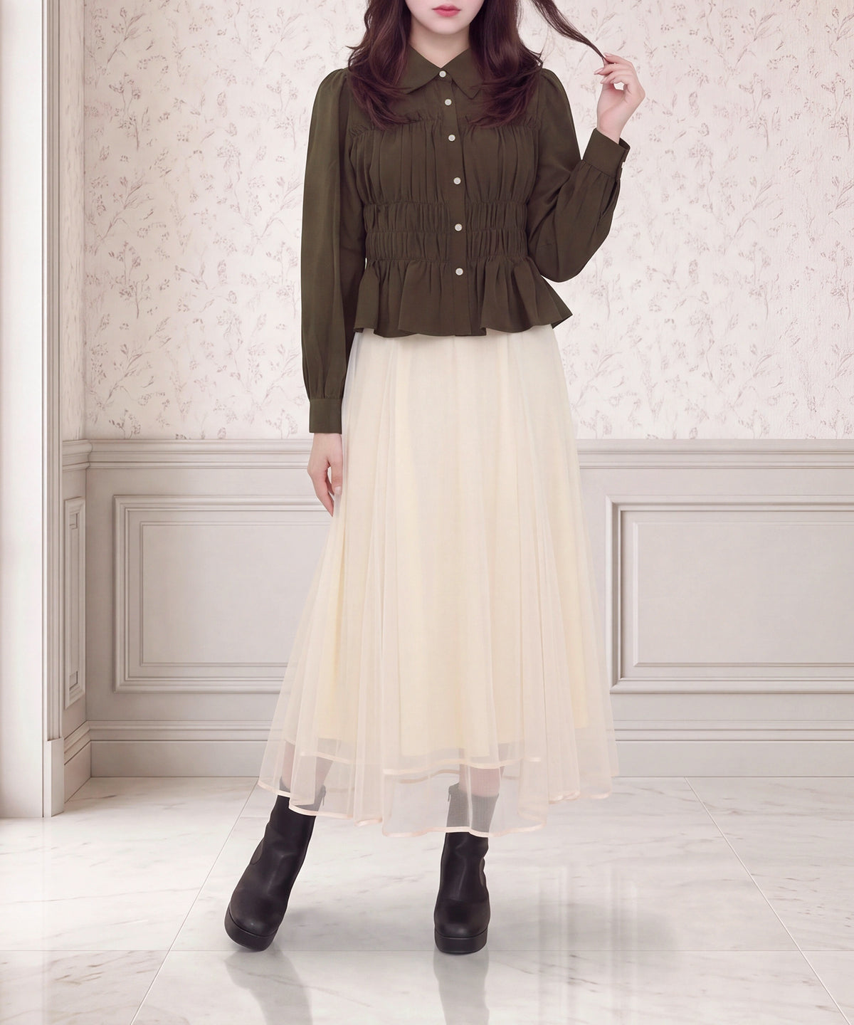 ブラウン model:160cm 着用サイズ:M (AI画像)