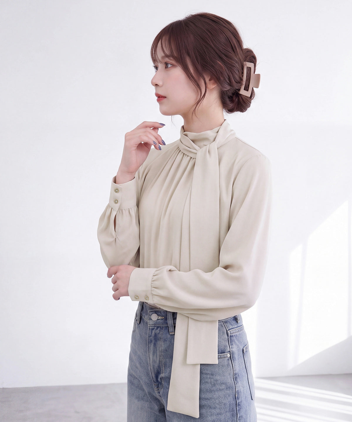 ベージュ(AI画像) model:160cm 着用サイズ:M