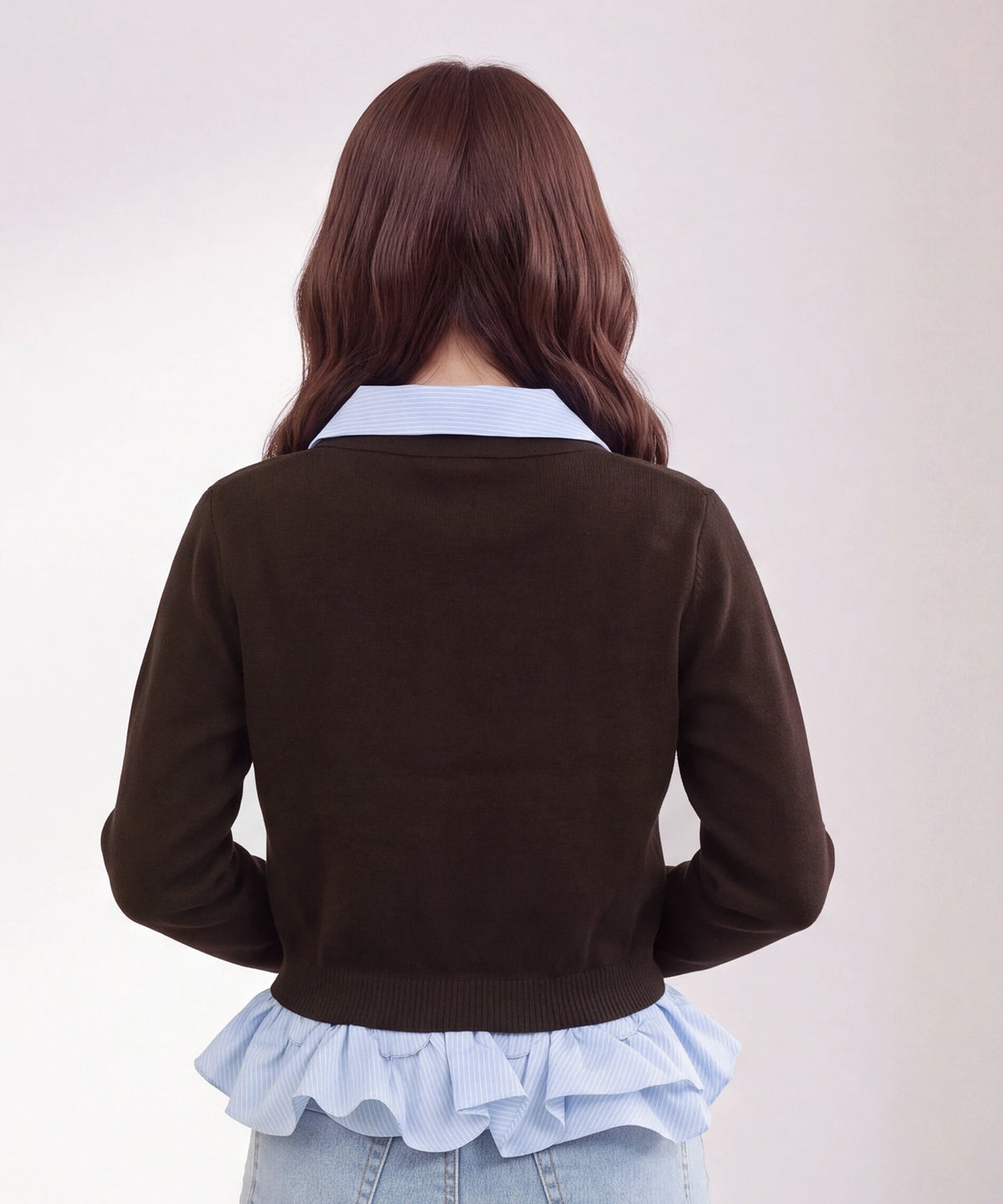 ブラウン(ストライプ) model:160cm 着用サイズ: M (AI画像)