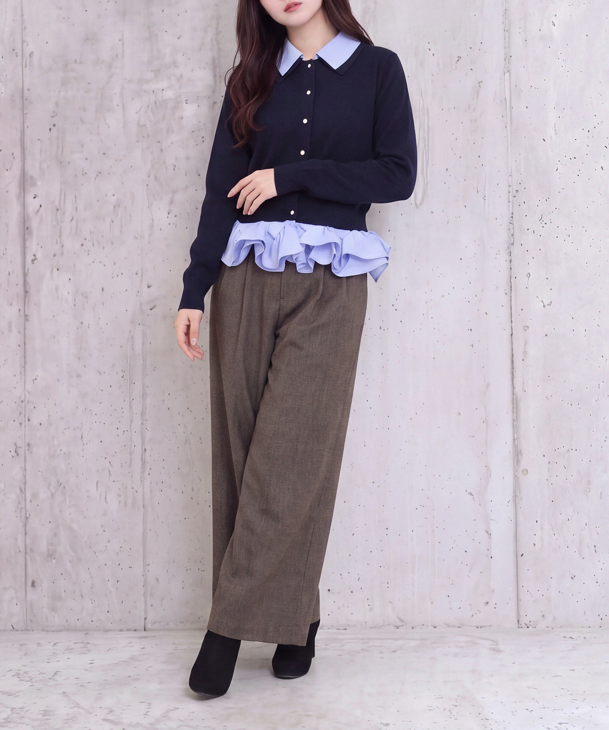 ブルー(無地)model:160cm 着用サイズ: M (AI画像)