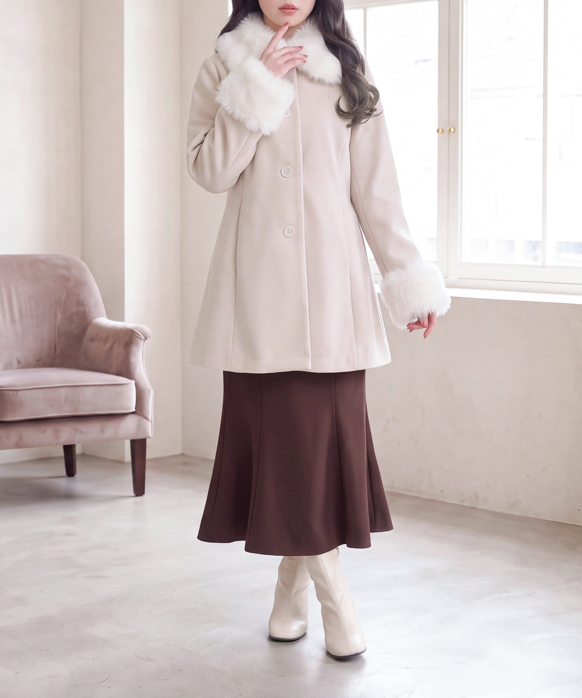 アイボリー(AI画像) model:160 着用サイズ:M