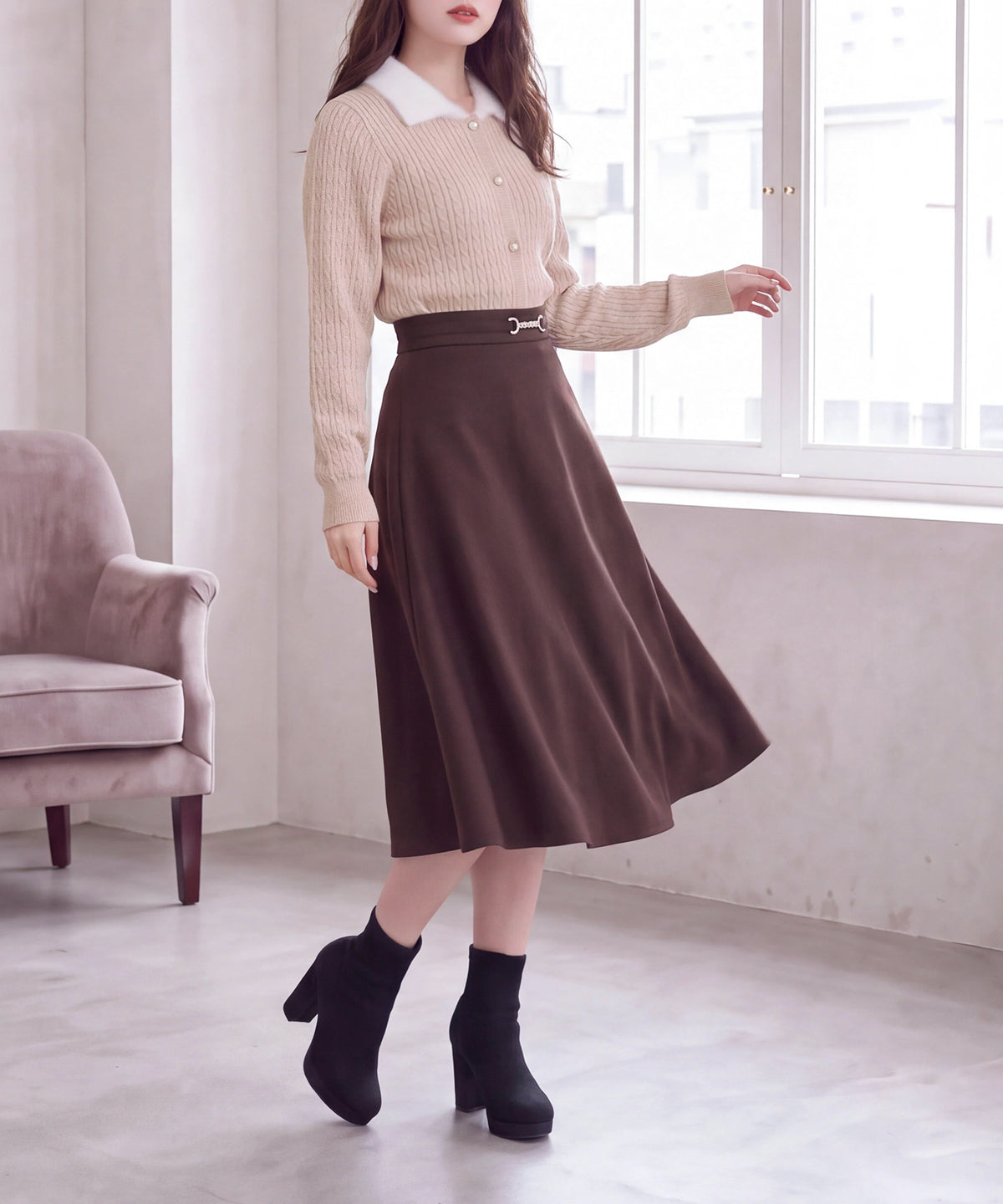 ベージュ(AI画像) model:160cm 着用サイズ:M