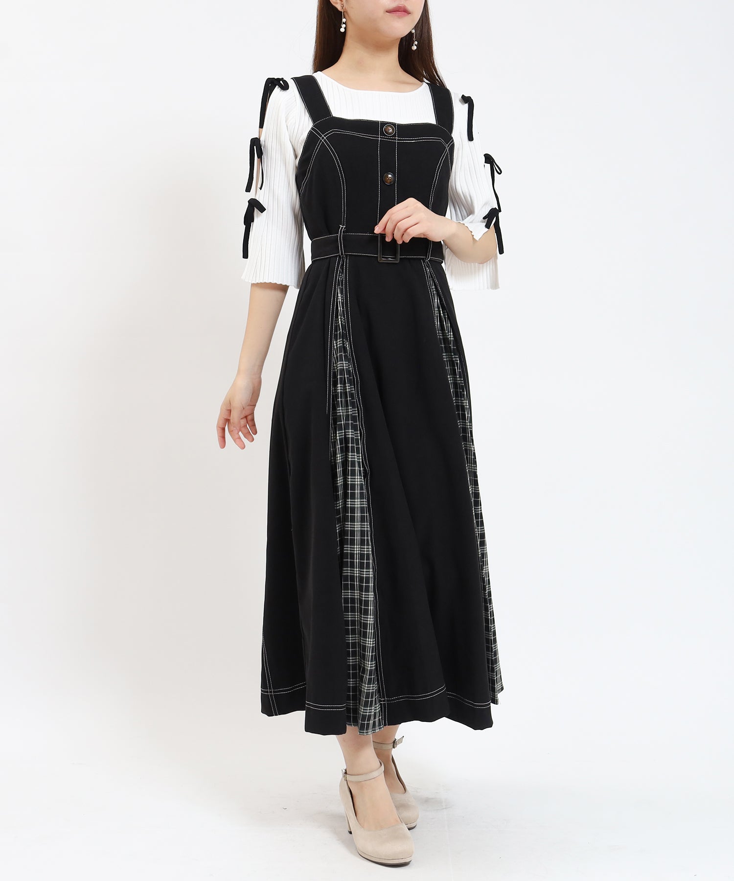ブラック model:155cm/骨格ウェーブ 着用サイズ:M