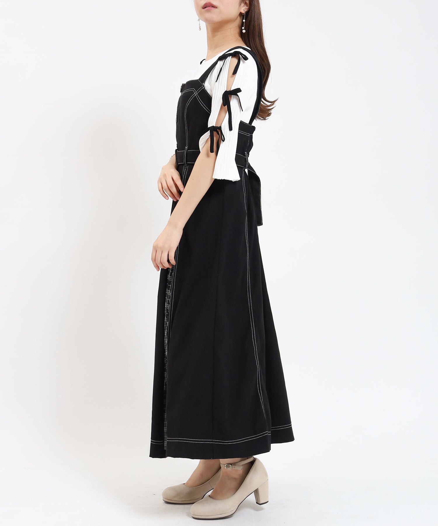 ブラック model:155cm/骨格ウェーブ 着用サイズ:M