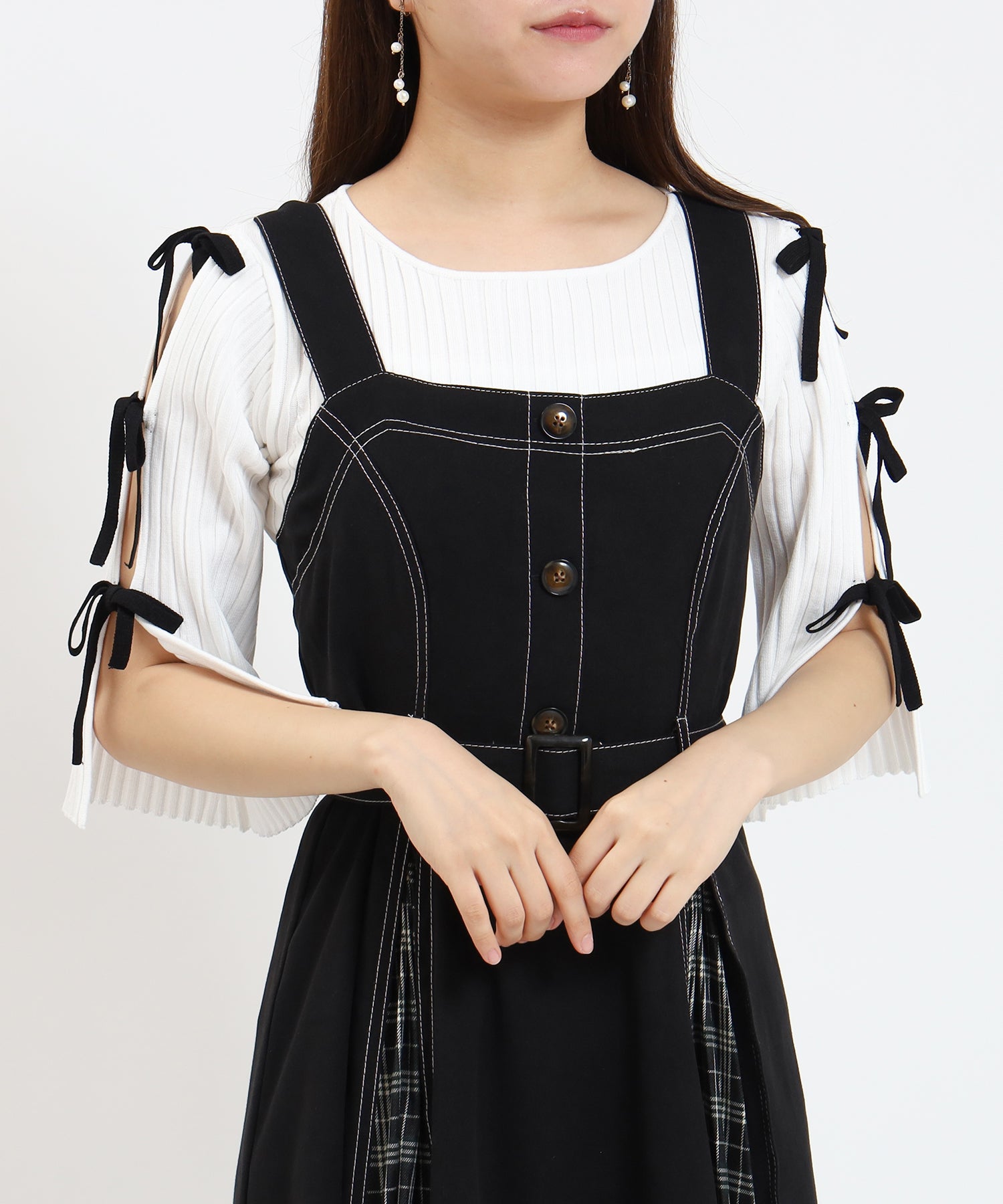 ブラック model:155cm/骨格ウェーブ 着用サイズ:M