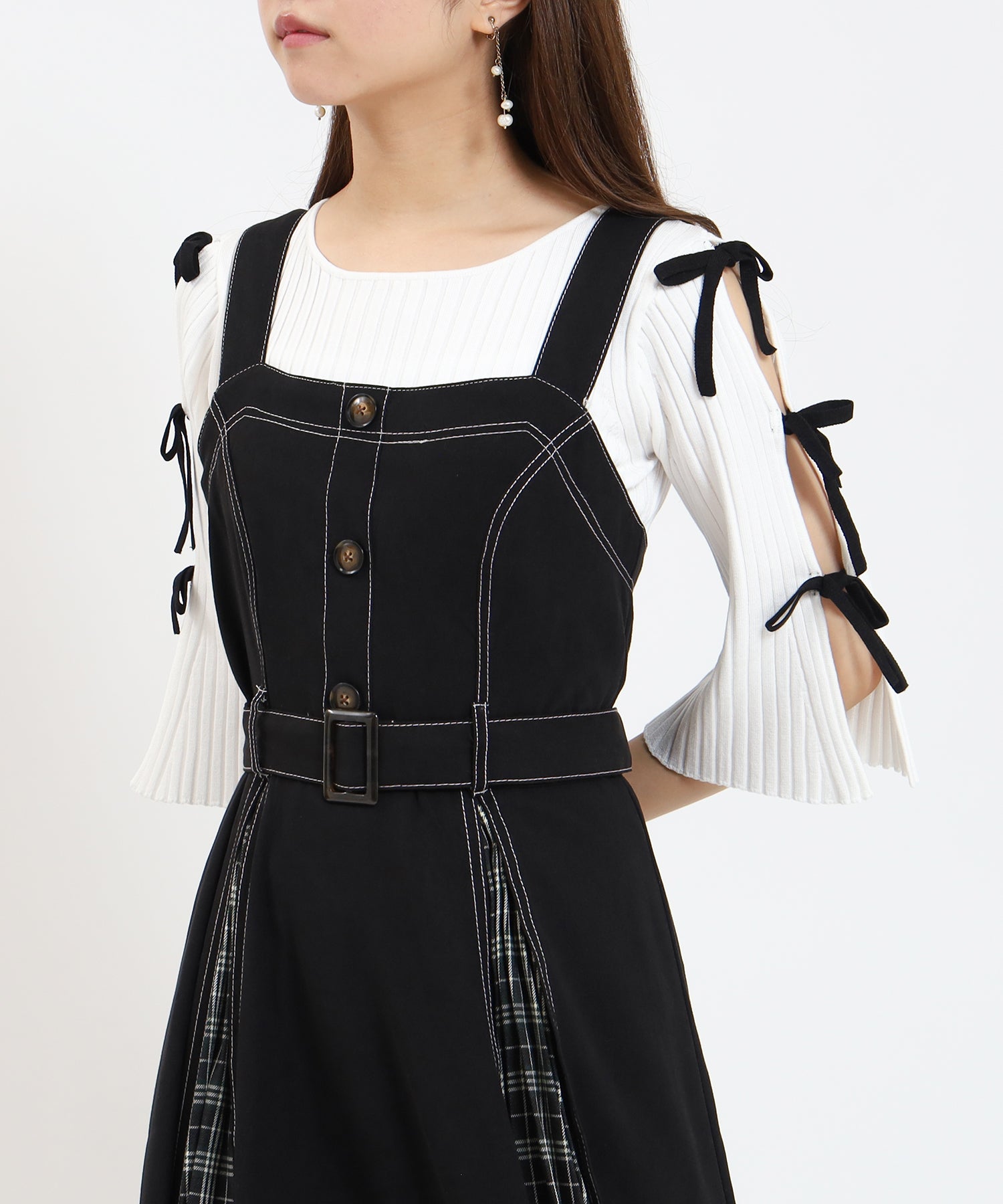 ブラック model:155cm/骨格ウェーブ 着用サイズ:M