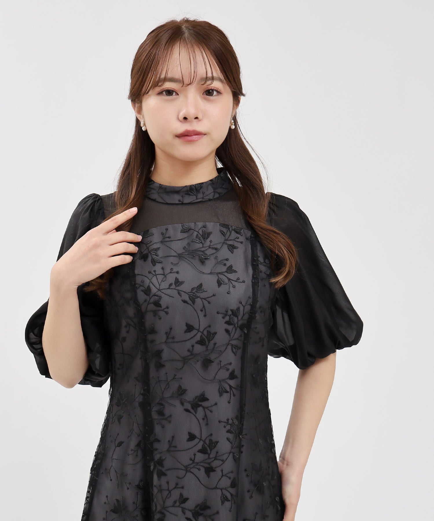 ブラック model:155㎝/骨格ウェーブ 着用サイズ:M