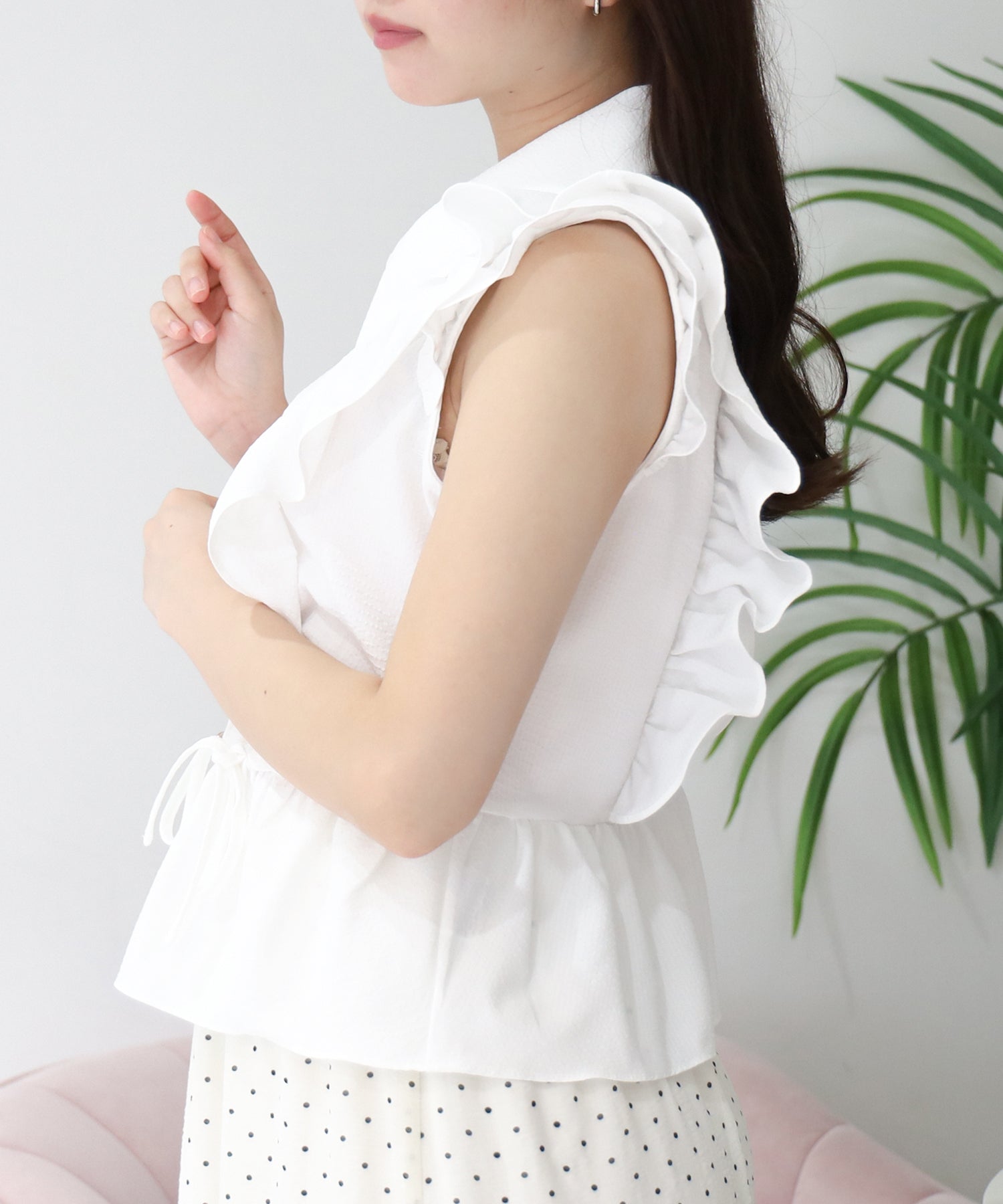 ホワイト(サッカー生地) model:156 着用サイズ:M