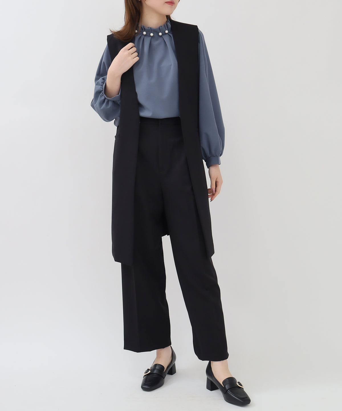 ロングジレ×ワイドパンツ