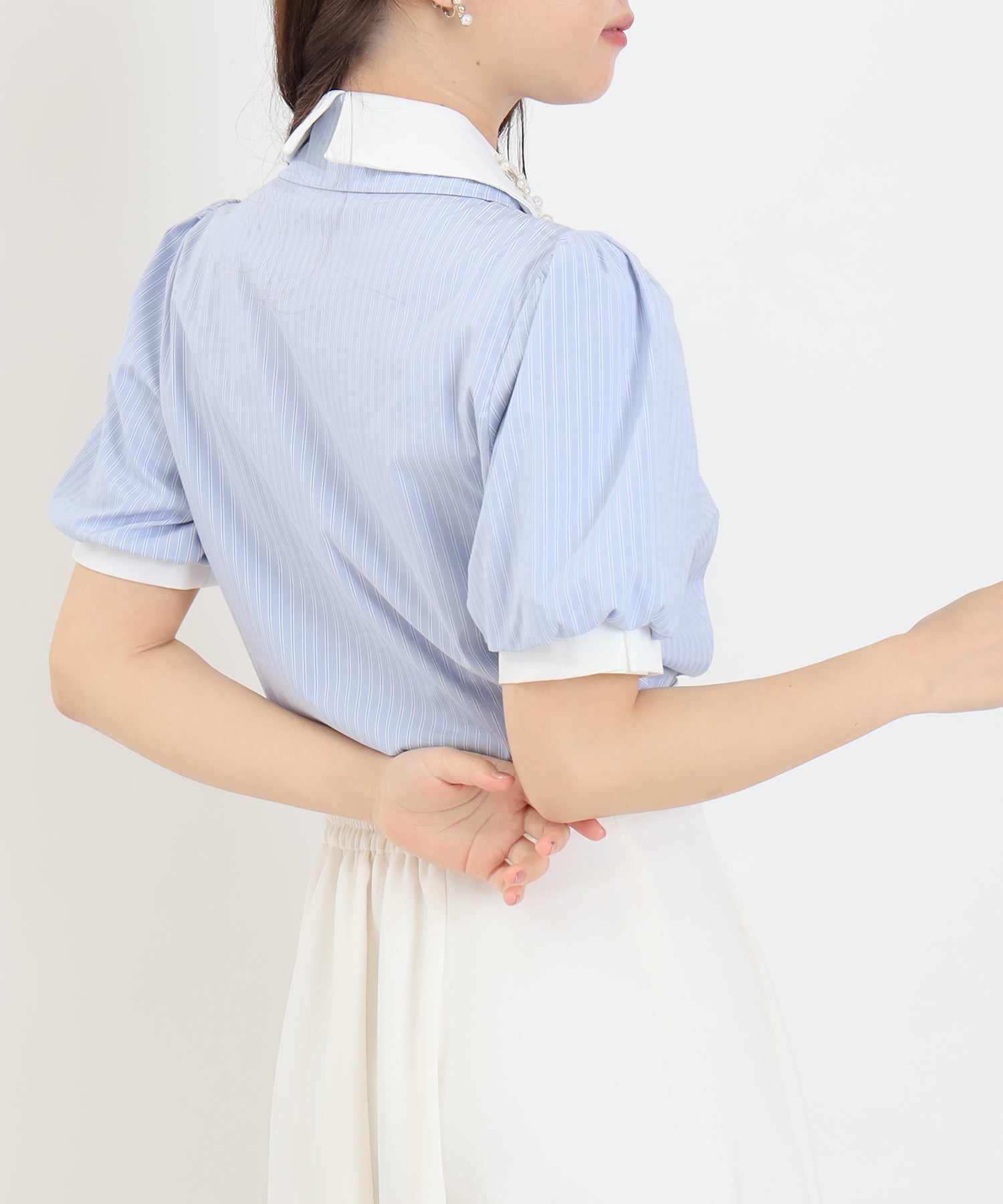 サックス(ストライプ) model:156 着用サイズ:M