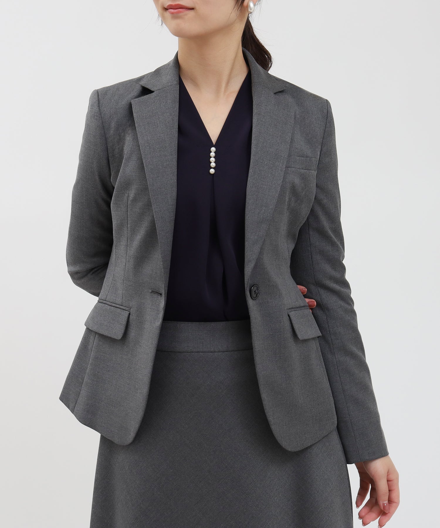 デレガント無地テーラードジャケット【セットアップスーツ対応